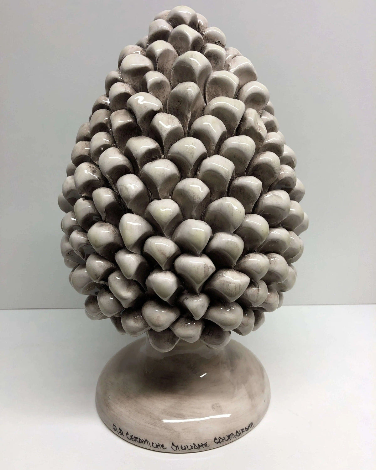 Pigna Ceramica Caltagirone cm H.30 Artigianale Beige Écru DD CERAMICHE SICILIANE