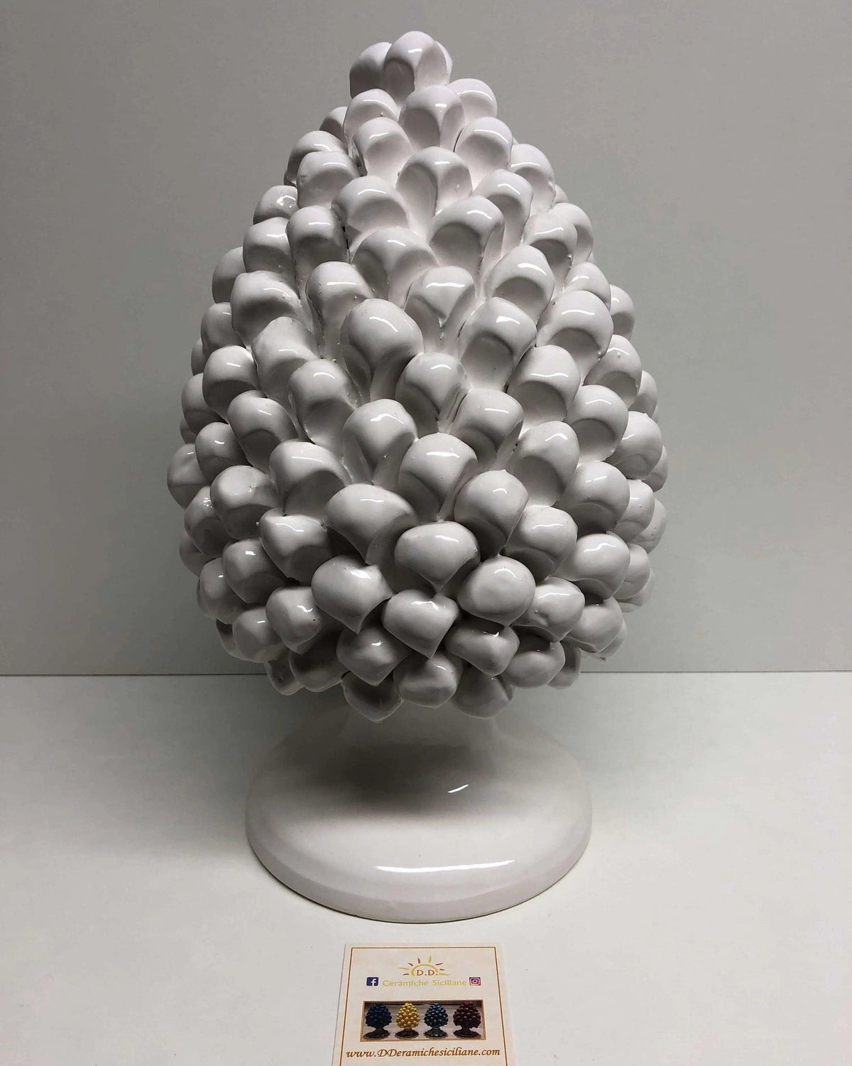 Pigna Ceramica Caltagirone cm H.30 Artigianale Bianco DD CERAMICHE SICILIANE