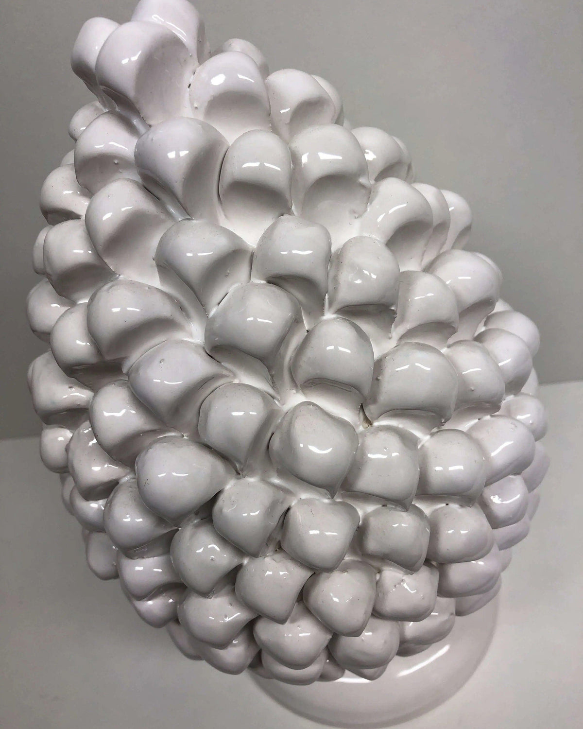 Pigna Ceramica Caltagirone cm H.30 Artigianale Bianco DD CERAMICHE SICILIANE