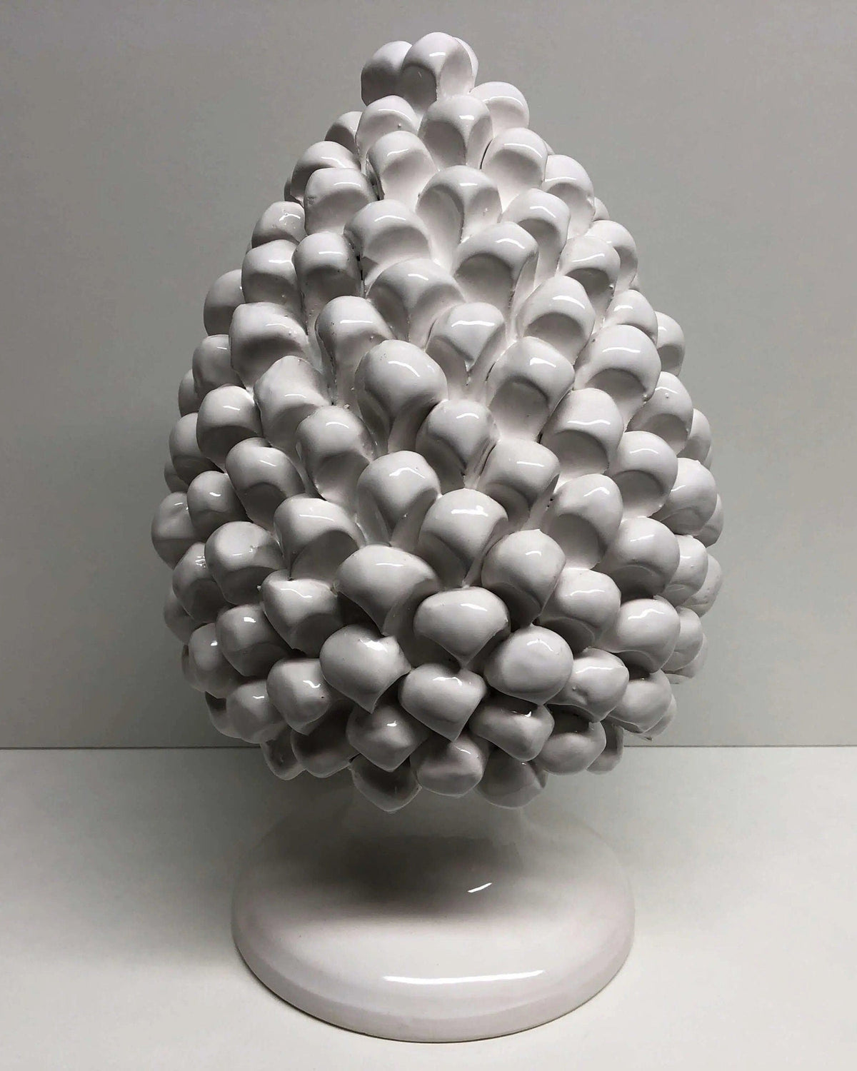 Pigna Ceramica Caltagirone cm H.30 Artigianale Bianco DD CERAMICHE SICILIANE