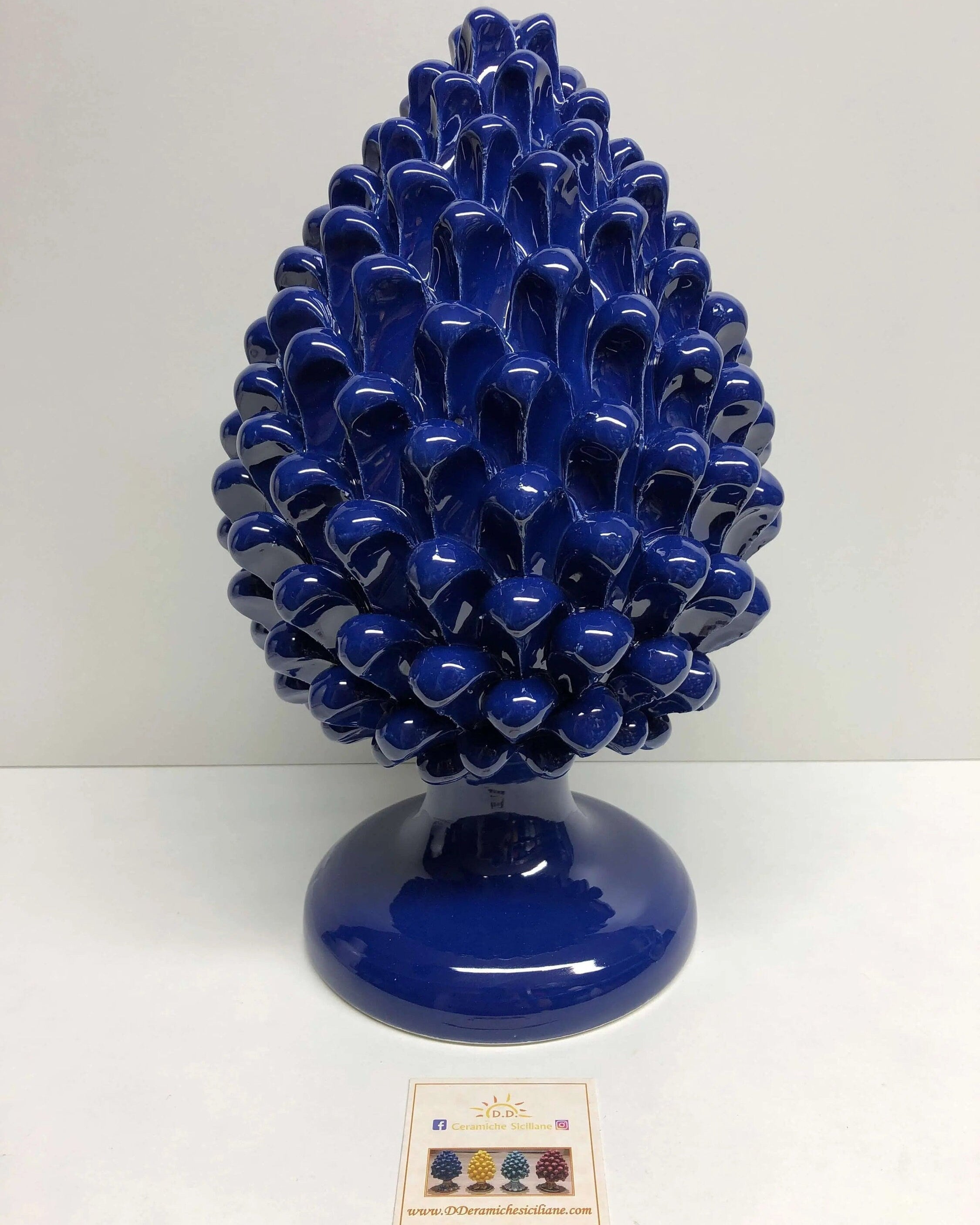 Pigna Ceramica Caltagirone cm H.30 Artigianale Blu Notte DD CERAMICHE SICILIANE