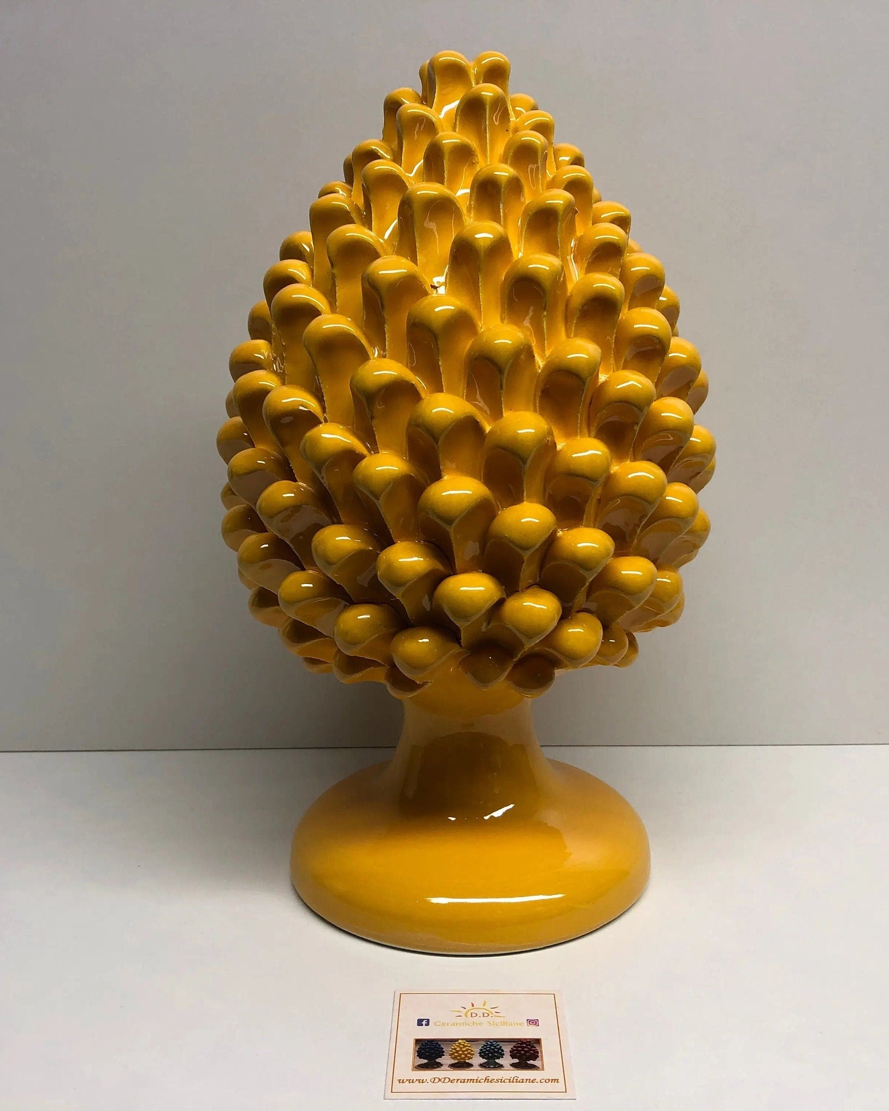 Pigna Ceramica Caltagirone cm H.30 Artigianale Giallo DD CERAMICHE SICILIANE