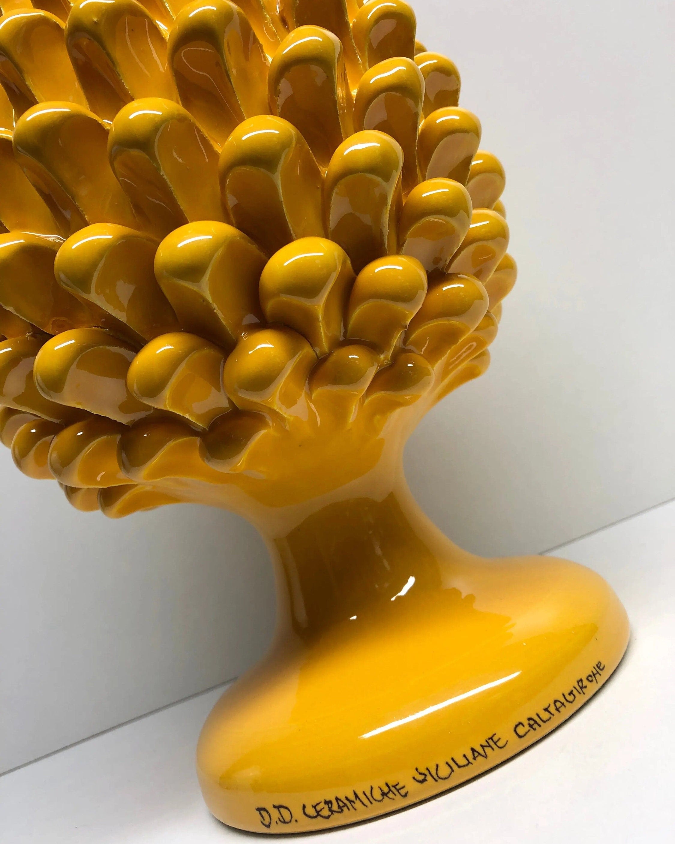Pigna Ceramica Caltagirone cm H.30 Artigianale Giallo DD CERAMICHE SICILIANE