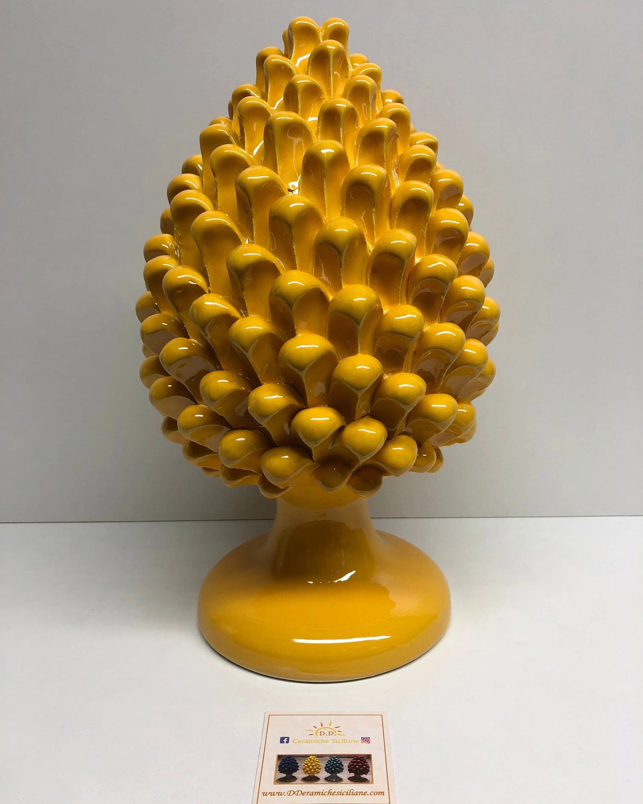 Pigna Ceramica Caltagirone cm H.30 Artigianale Giallo DD CERAMICHE SICILIANE