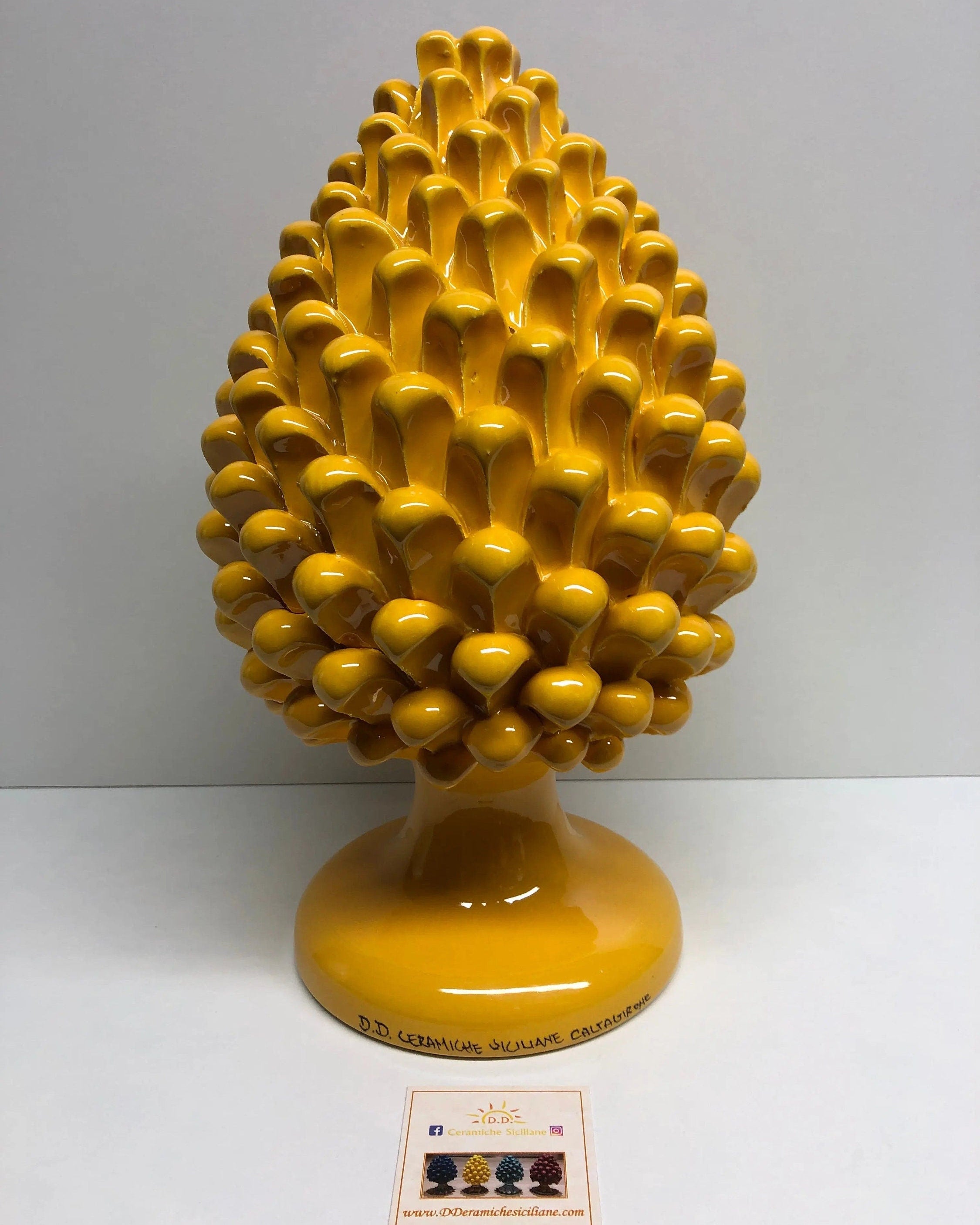 Pigna Ceramica Caltagirone cm H.30 Artigianale Giallo DD CERAMICHE SICILIANE