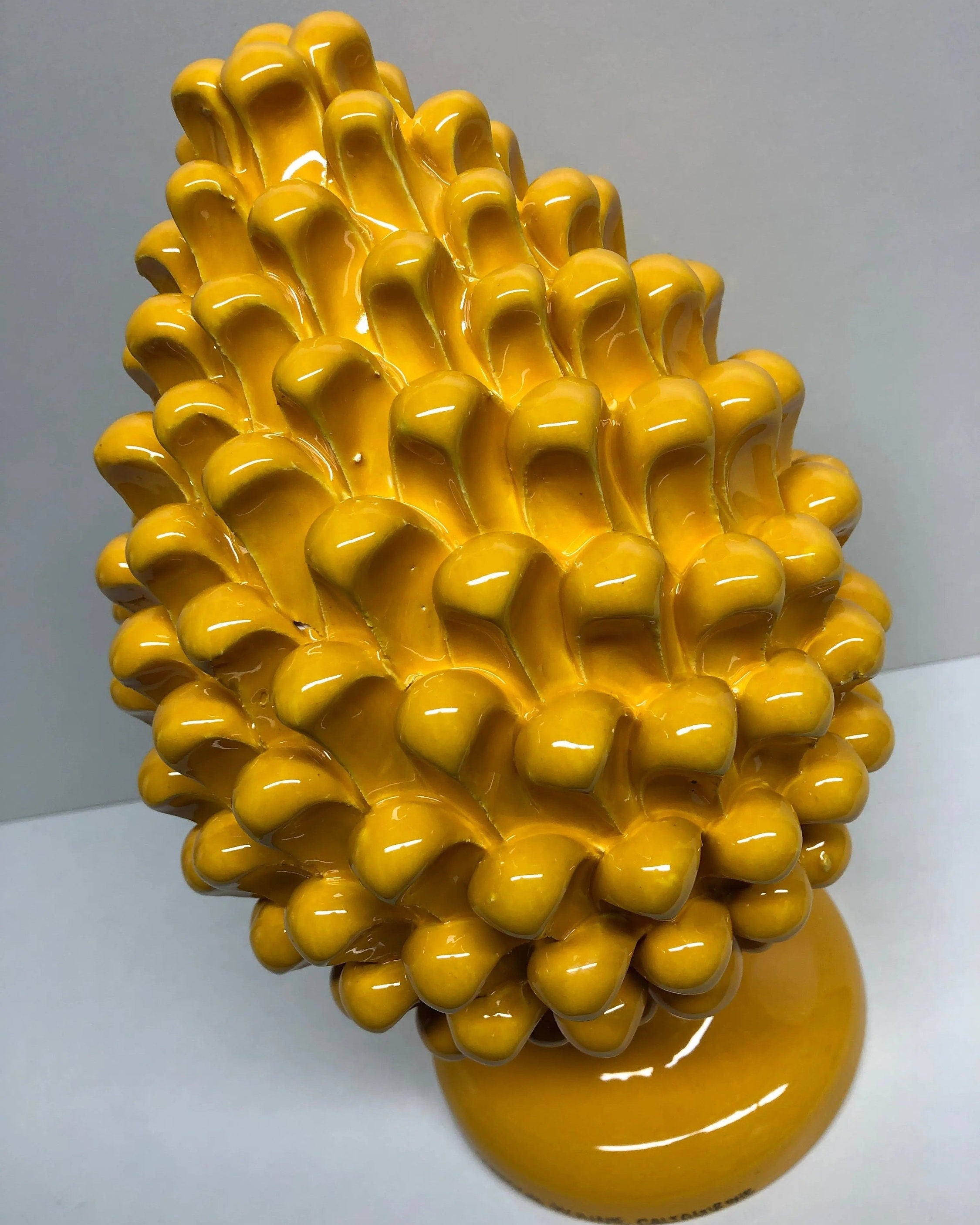 Pigna Ceramica Caltagirone cm H.30 Artigianale Giallo DD CERAMICHE SICILIANE