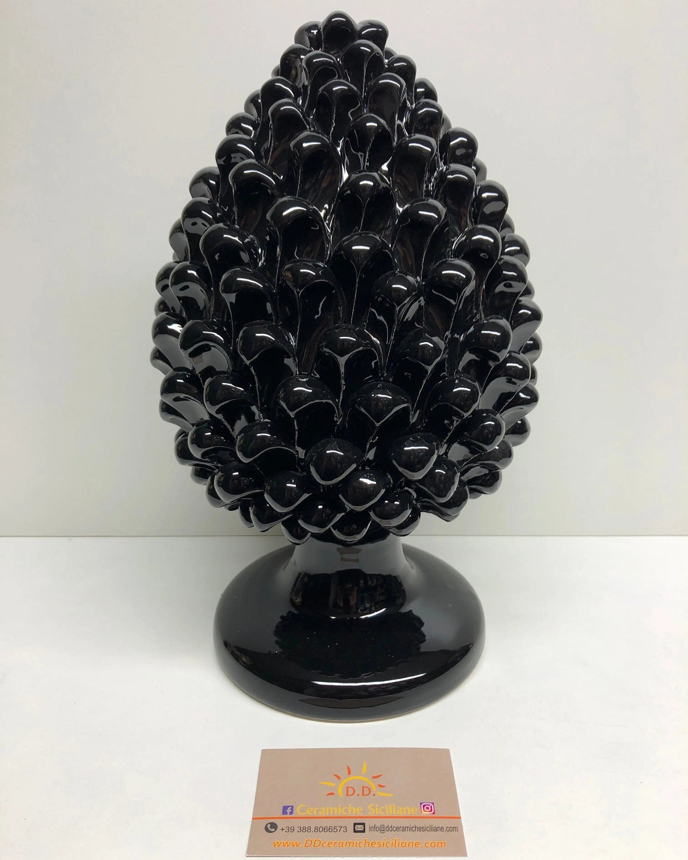 Pigna Ceramica Caltagirone cm H.30 Artigianale Nero DD CERAMICHE SICILIANE