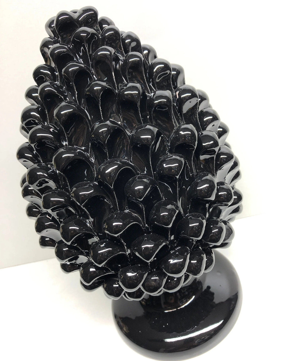 Pigna Ceramica Caltagirone cm H.30 Artigianale Nero DD CERAMICHE SICILIANE