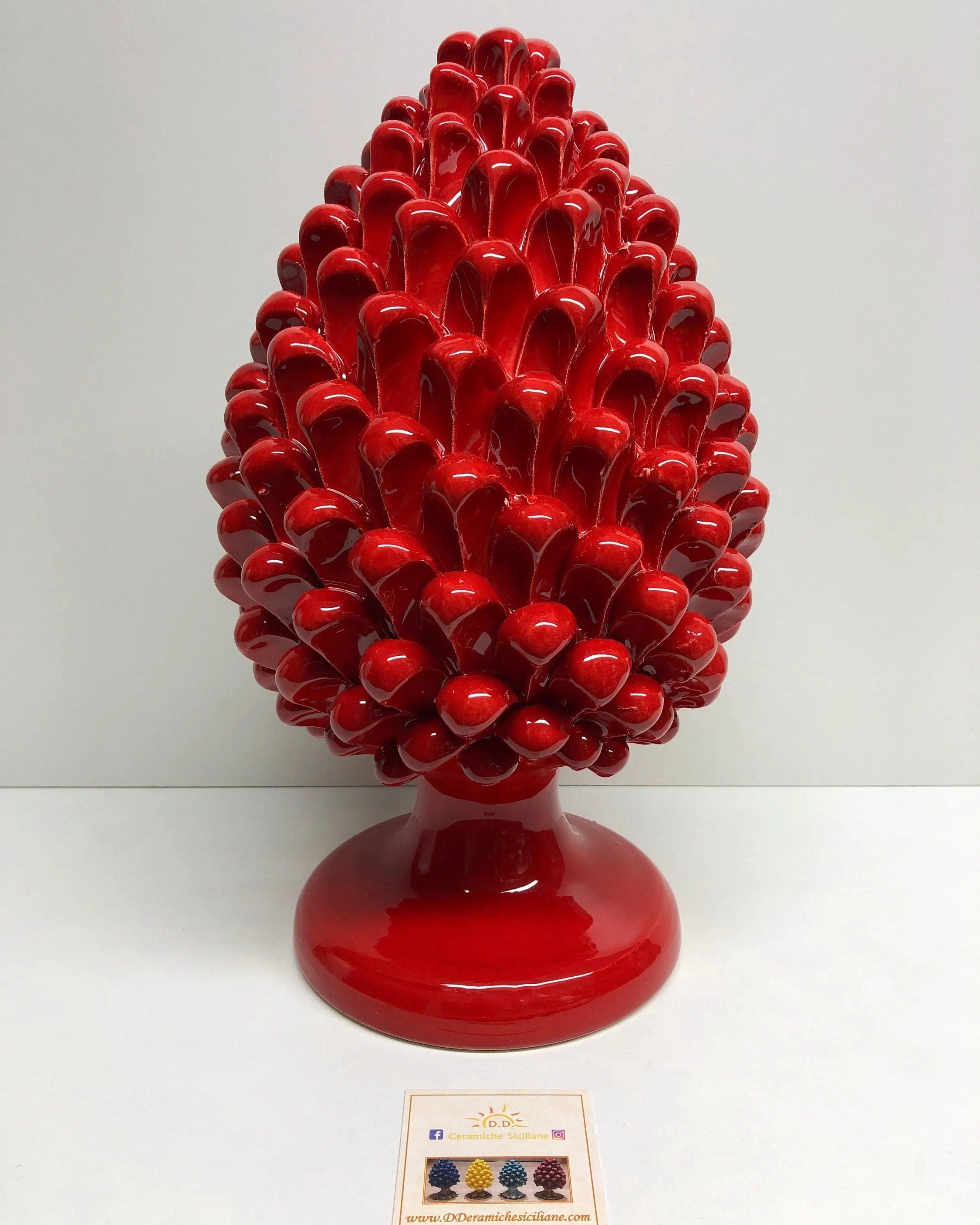 Pigna Ceramica Caltagirone cm H.30 Artigianale Rosso DD CERAMICHE SICILIANE