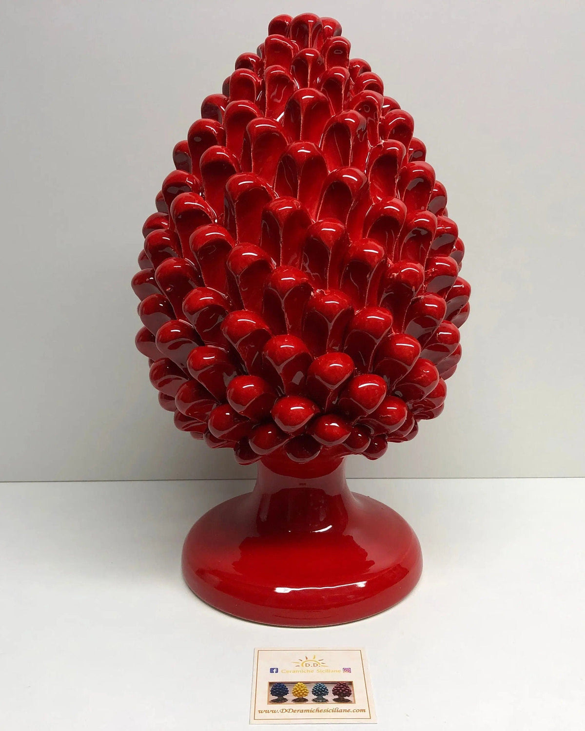 Pigna Ceramica Caltagirone cm H.30 Artigianale Rosso DD CERAMICHE SICILIANE