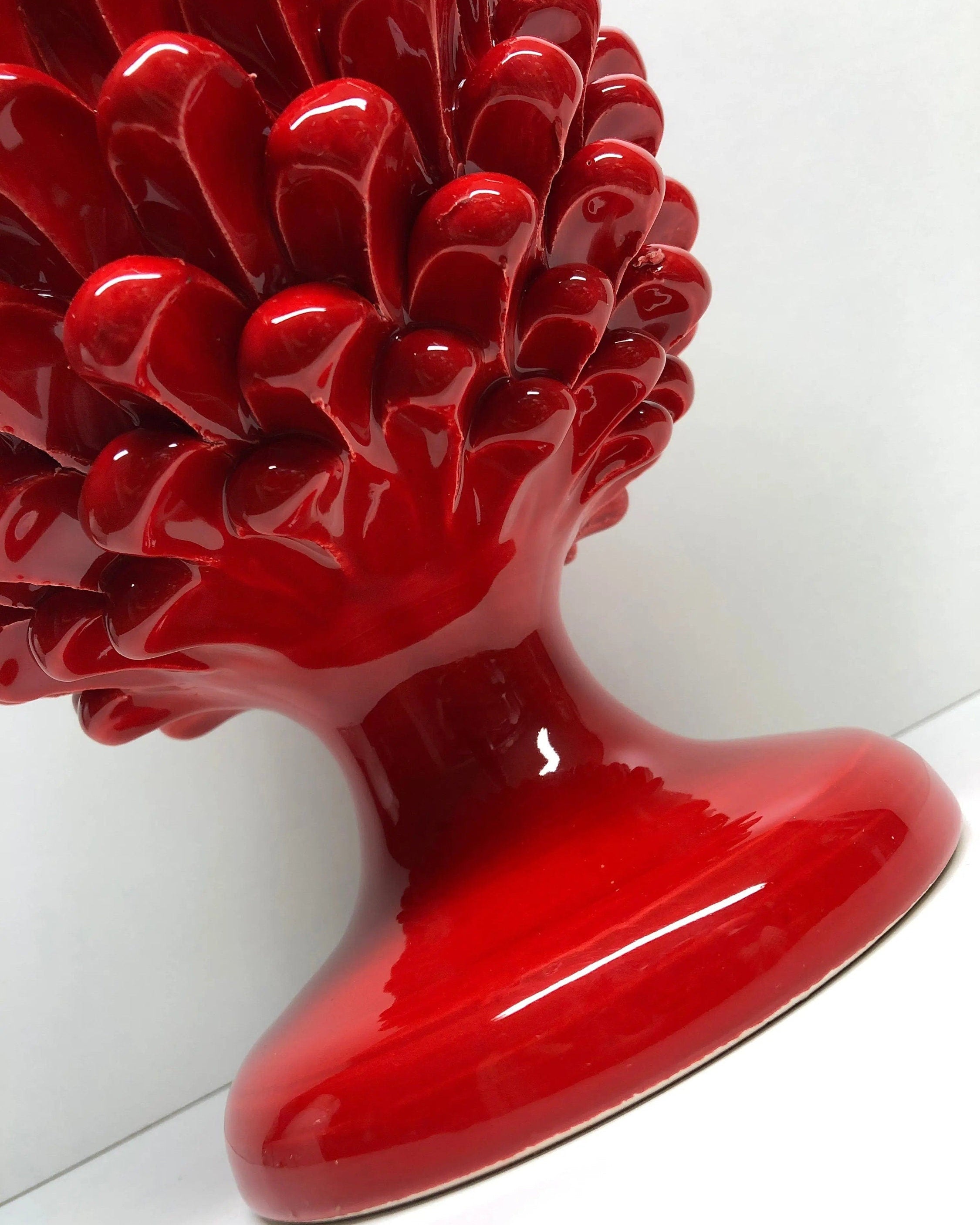 Pigna Ceramica Caltagirone cm H.30 Artigianale Rosso DD CERAMICHE SICILIANE