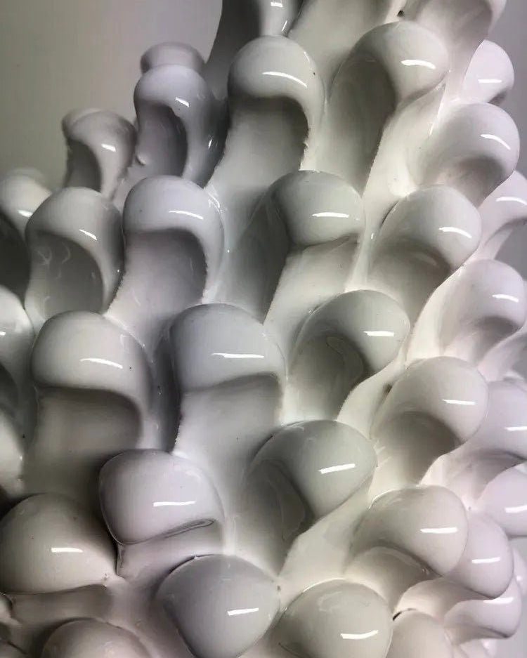 Pigna Ceramica Caltagirone cm H.40 Artigianale Bianco DD CERAMICHE SICILIANE