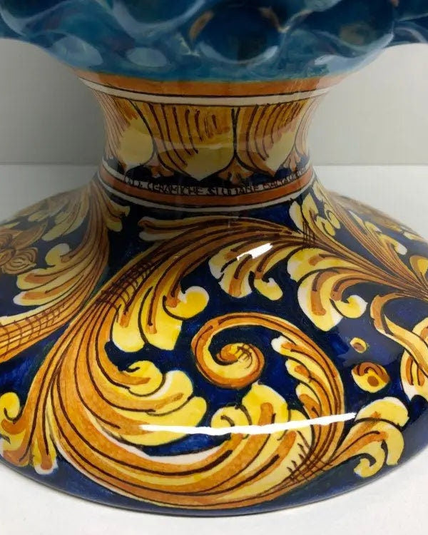 Pigna Ceramica Caltagirone cm H.40 Artigianale Celeste Base Decorata DD CERAMICHE SICILIANE