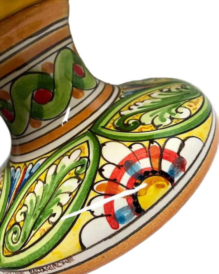 Pigna Ceramica Caltagirone cm H.40 Artigianale Giallo Base Decorata - DD CERAMICHE SICILIANE