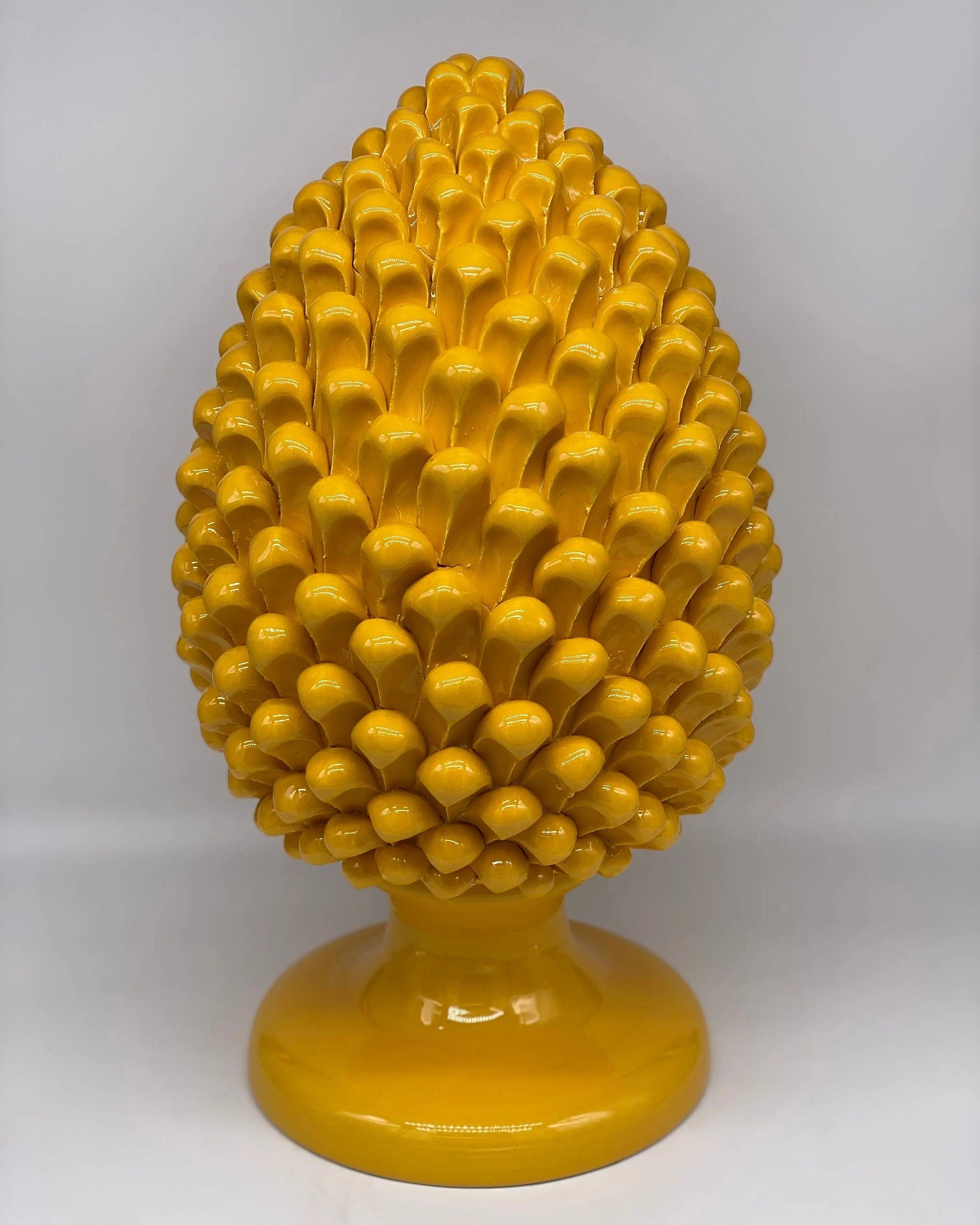 Pigna Ceramica Caltagirone cm H.40 Artigianale Giallo DD CERAMICHE SICILIANE