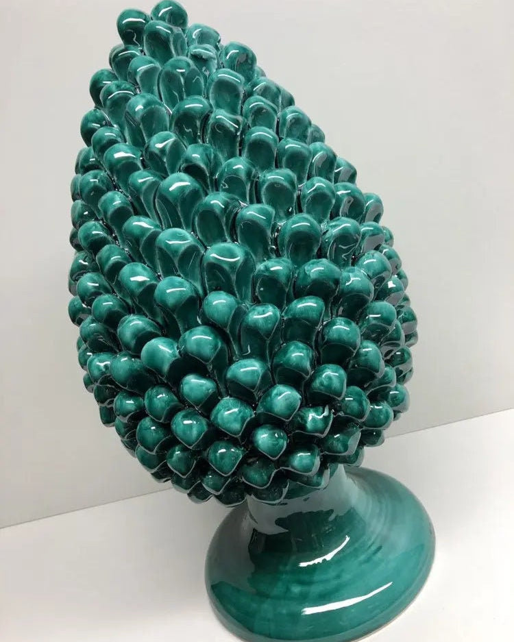 Pigna Ceramica Caltagirone cm H.40 Artigianale Verde Cristallo DD CERAMICHE SICILIANE