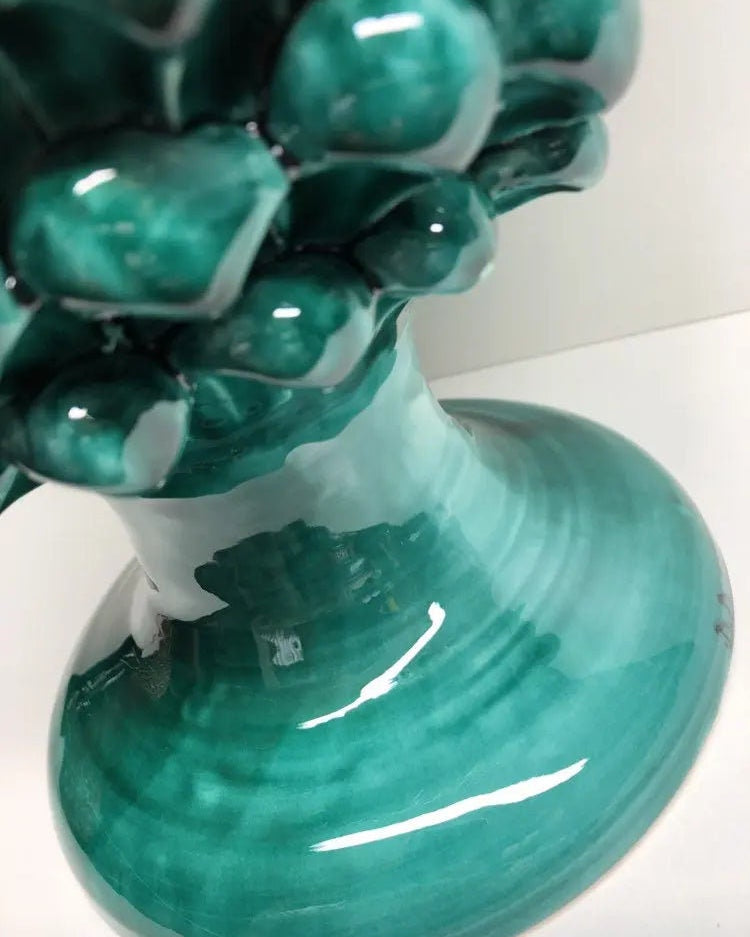 Pigna Ceramica Caltagirone cm H.40 Artigianale Verde Cristallo DD CERAMICHE SICILIANE