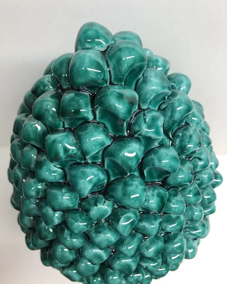 Pigna Ceramica Caltagirone cm H.40 Artigianale Verde Cristallo DD CERAMICHE SICILIANE