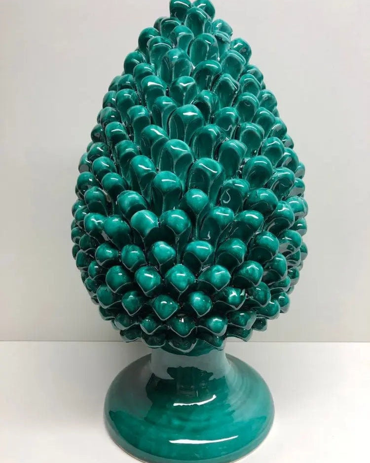 Pigna Ceramica Caltagirone cm H.40 Artigianale Verde Cristallo DD CERAMICHE SICILIANE