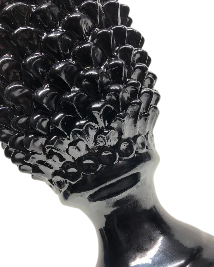 Pigna Ceramica Caltagirone cm H.45 Artigianale Nero Linea Luis DD CERAMICHE SICILIANE