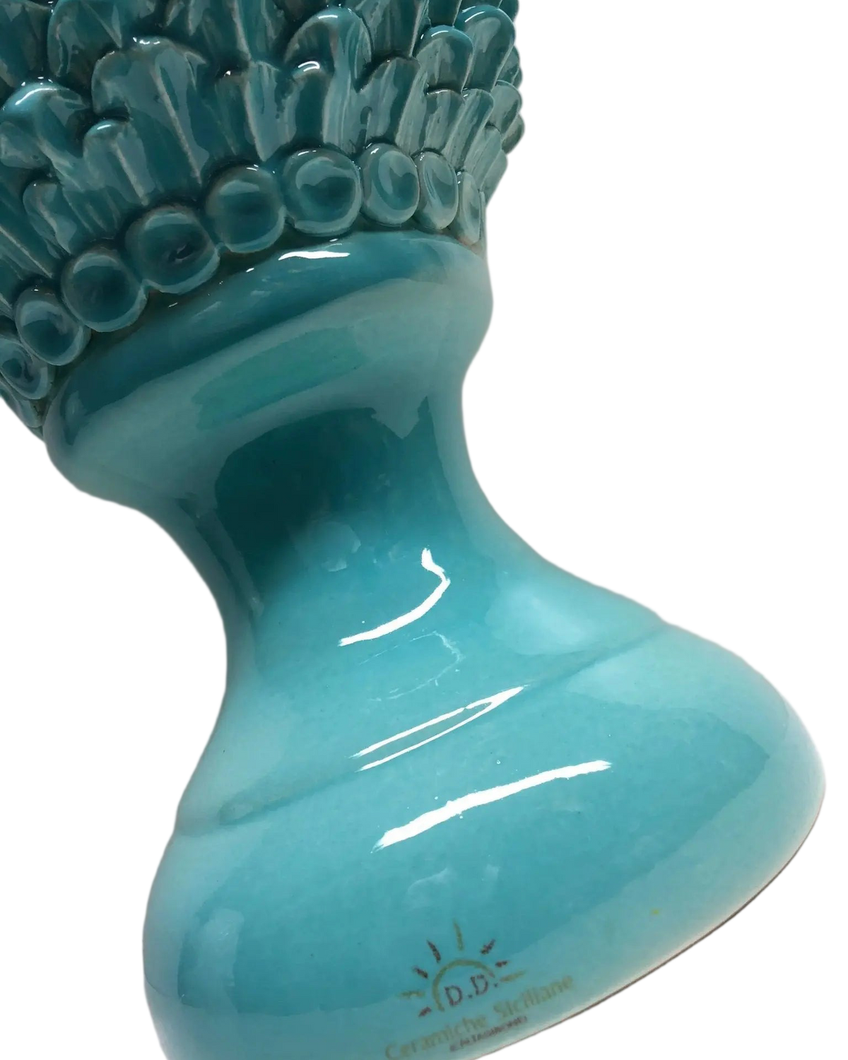 Pigna Ceramica Caltagirone cm H.45 Artigianale Verde Tiffany Linea Luis DD CERAMICHE SICILIANE