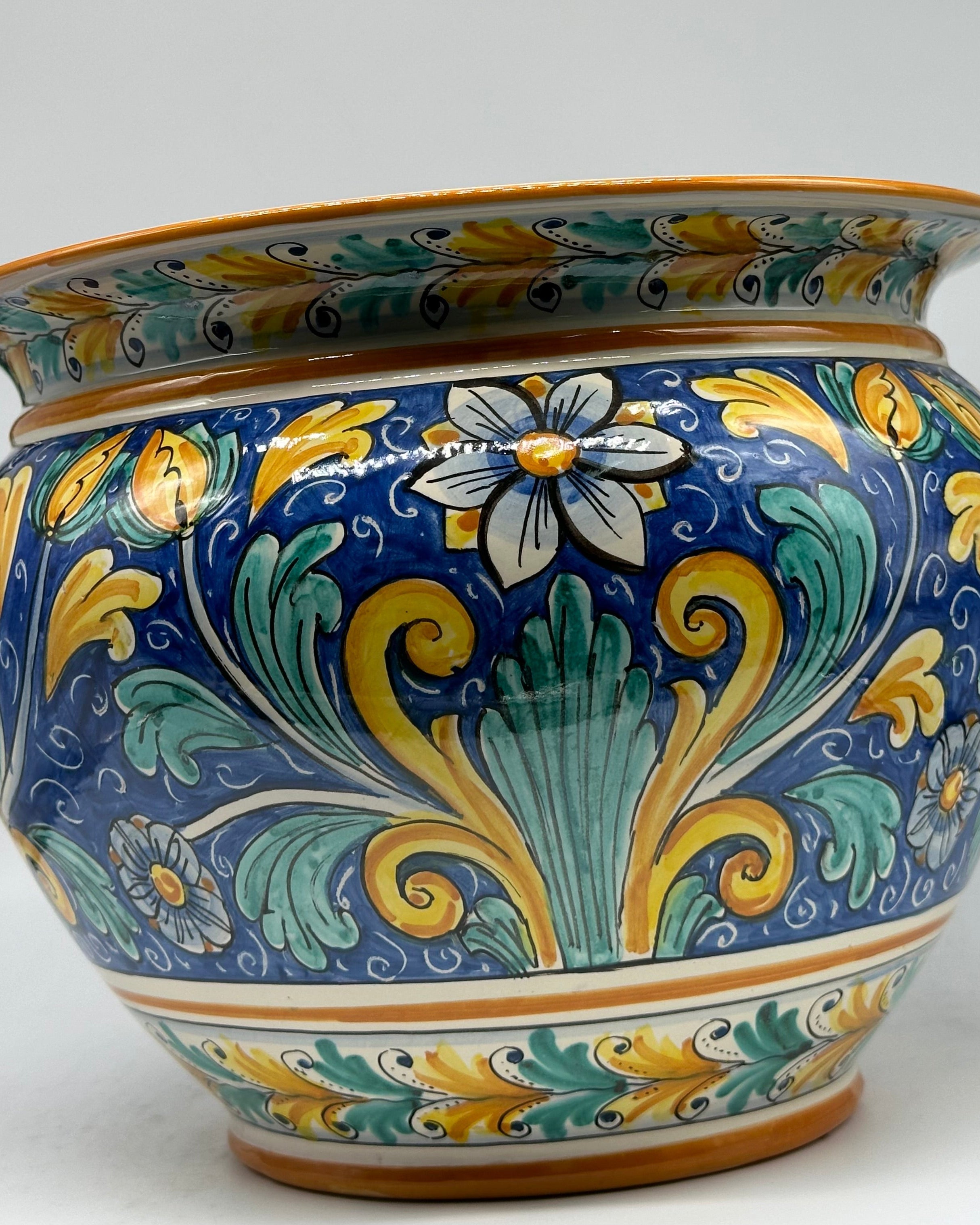 Portavaso Decorato a Mano Diametro 30cm Ceramica Caltagirone V.1 - MEZZA PIGNA