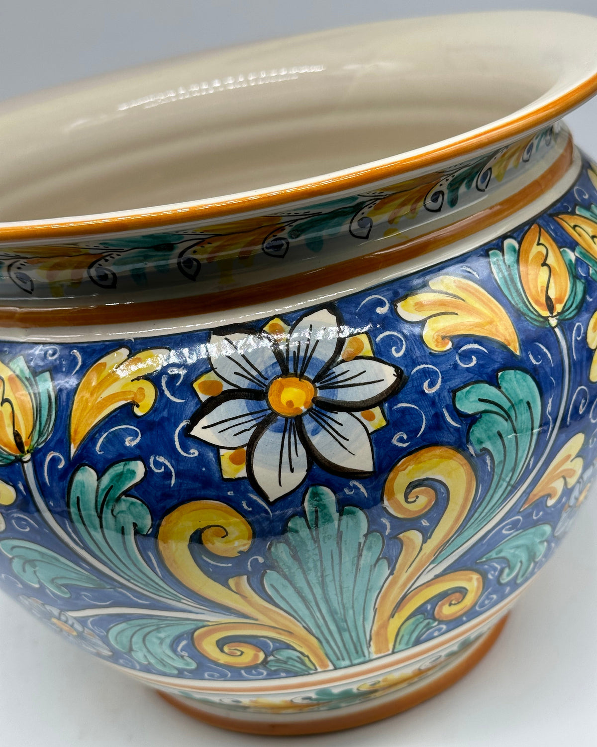 Portavaso Decorato a Mano Diametro 30cm Ceramica Caltagirone V.1 - MEZZA PIGNA