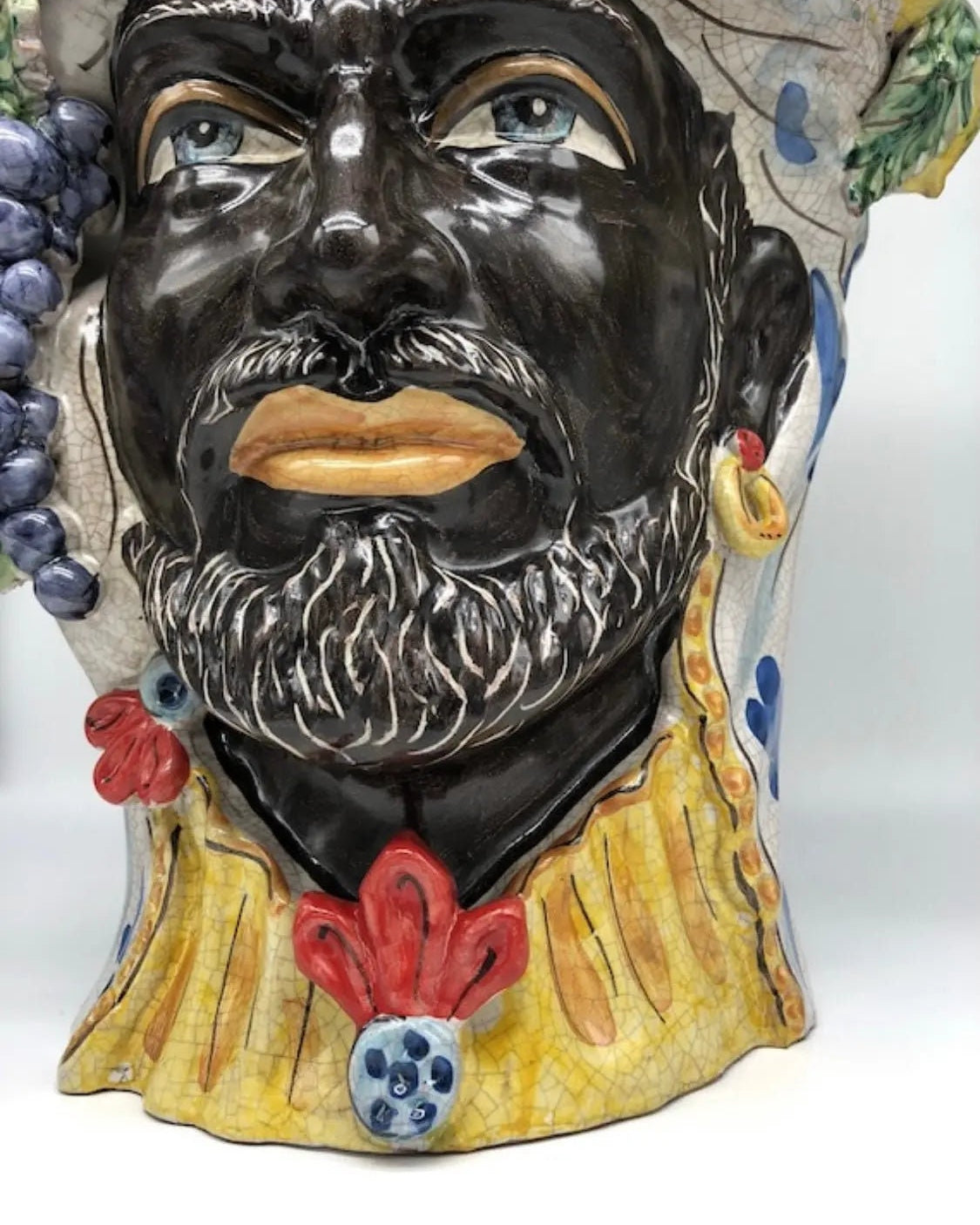 Teste di Moro Gigante Ceramica Caltagirone cm H.50 L.37 Artigianale Craquelé DD CERAMICHE SICILIANE