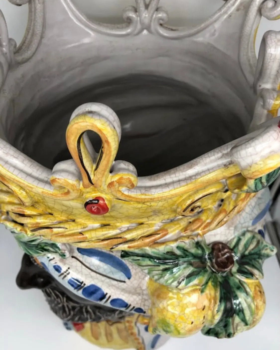Teste di Moro Gigante Ceramica Caltagirone cm H.50 L.37 Artigianale Craquelé DD CERAMICHE SICILIANE