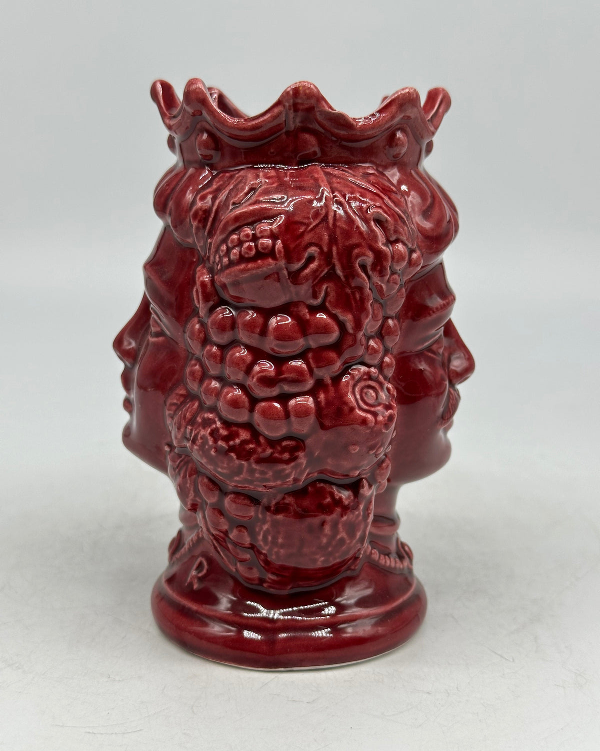 Testa di Moro Kalat Frutta Bifacciale Ceramica Caltagirone cm H.14 L.9 Artigianale VARI COLORI - TESTA DI MORO