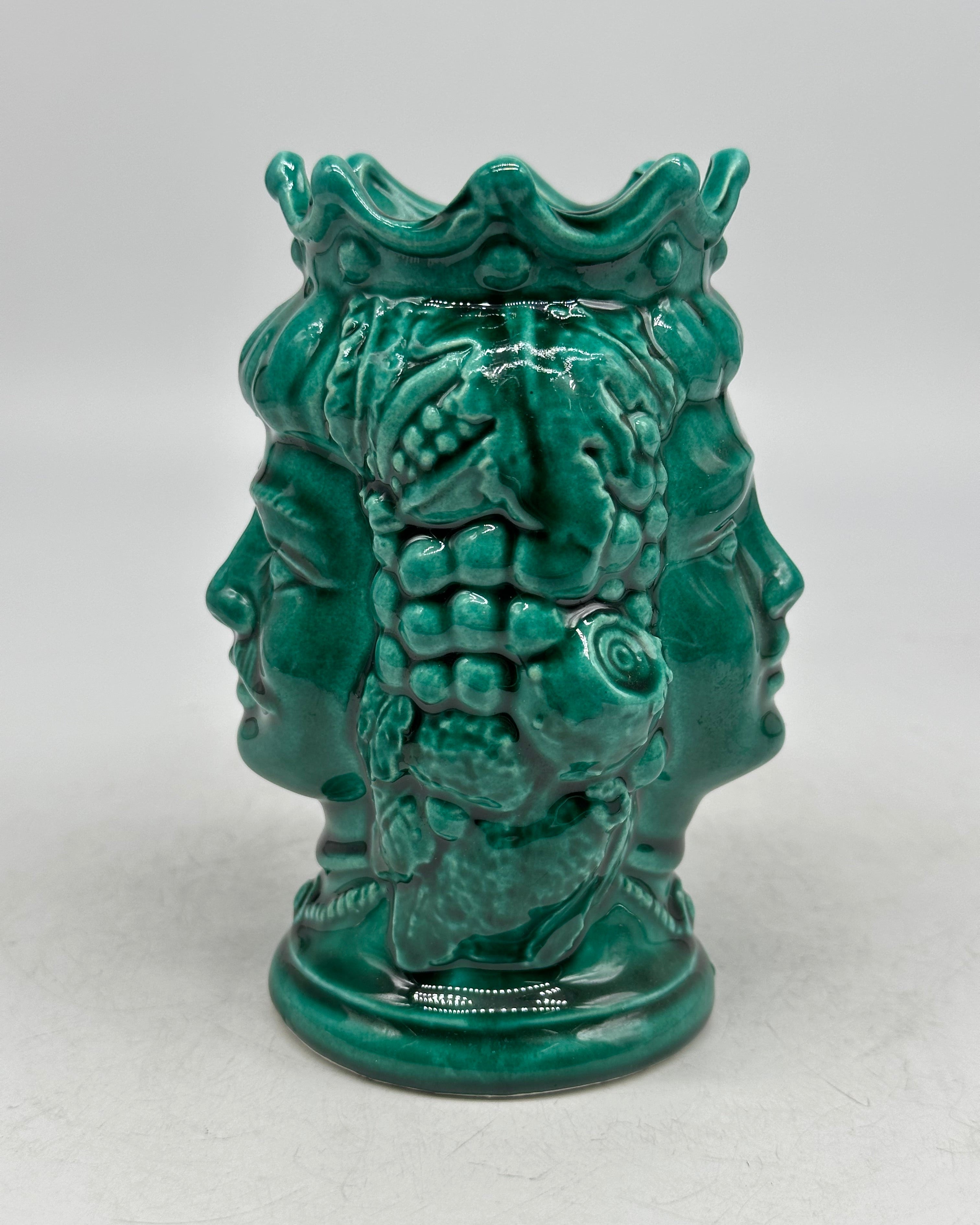 Testa di Moro Kalat Frutta Bifacciale Ceramica Caltagirone cm H.14 L.9 Artigianale VARI COLORI - TESTA DI MORO