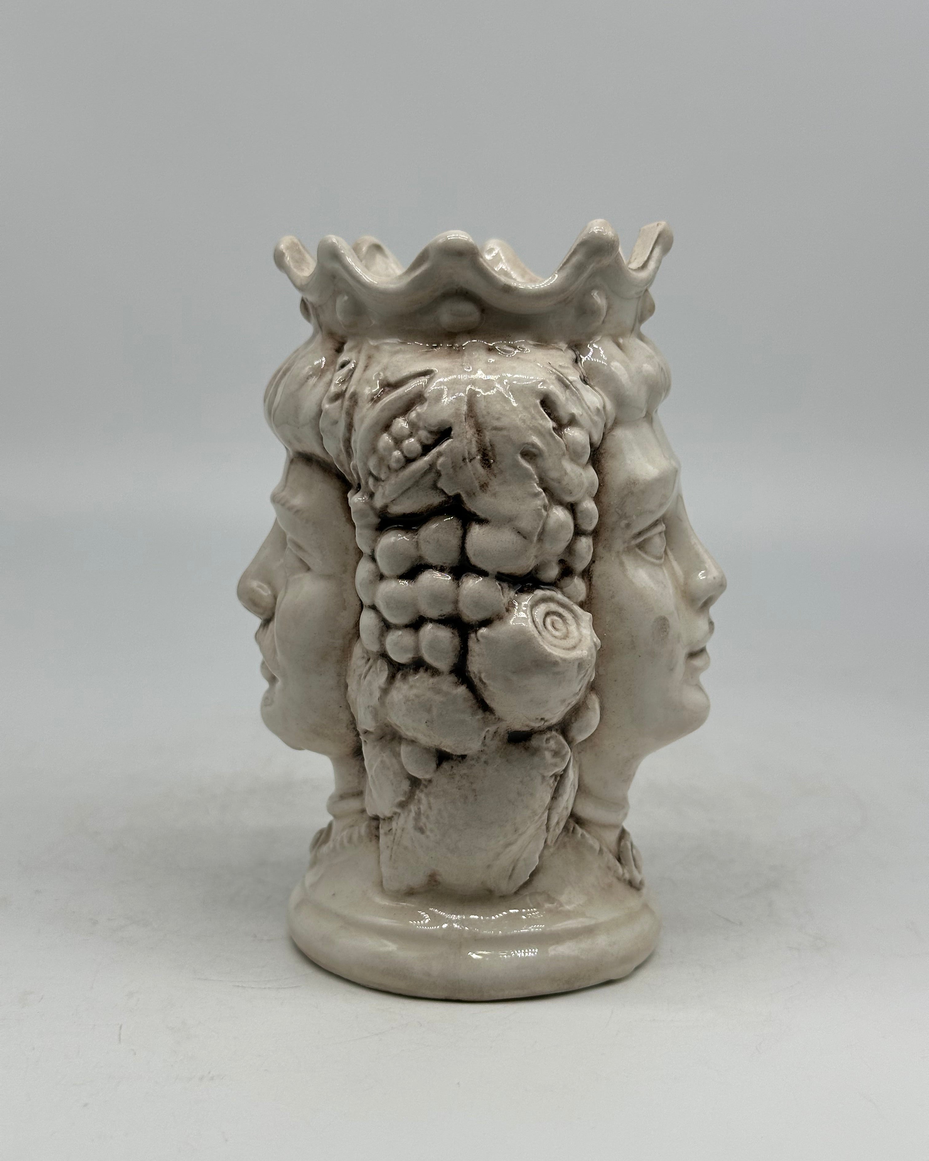 Testa di Moro Kalat Frutta Bifacciale Ceramica Caltagirone cm H.14 L.9 Artigianale VARI COLORI - TESTA DI MORO