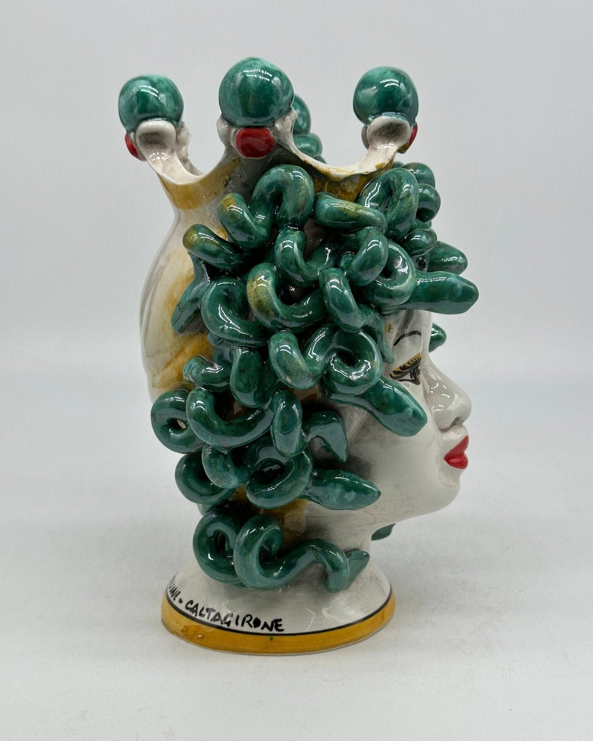 Testa Mitologica Medusa Ceramica Caltagirone cm H.20 L.15 Artigianale - DD CERAMICHE SICILIANE
