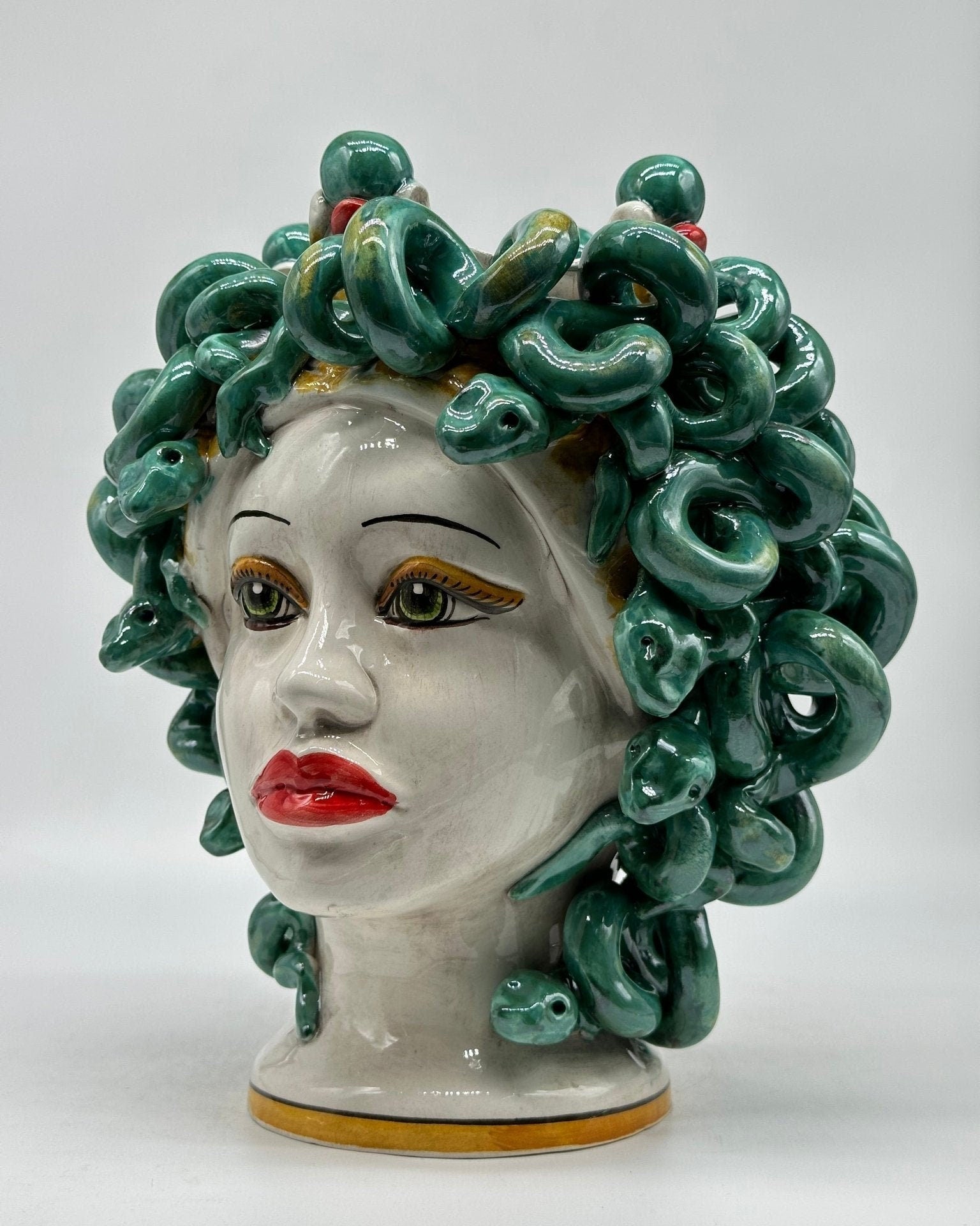Testa Mitologica Medusa Ceramica Caltagirone cm H.30 L.25 Artigianale - DD CERAMICHE SICILIANE