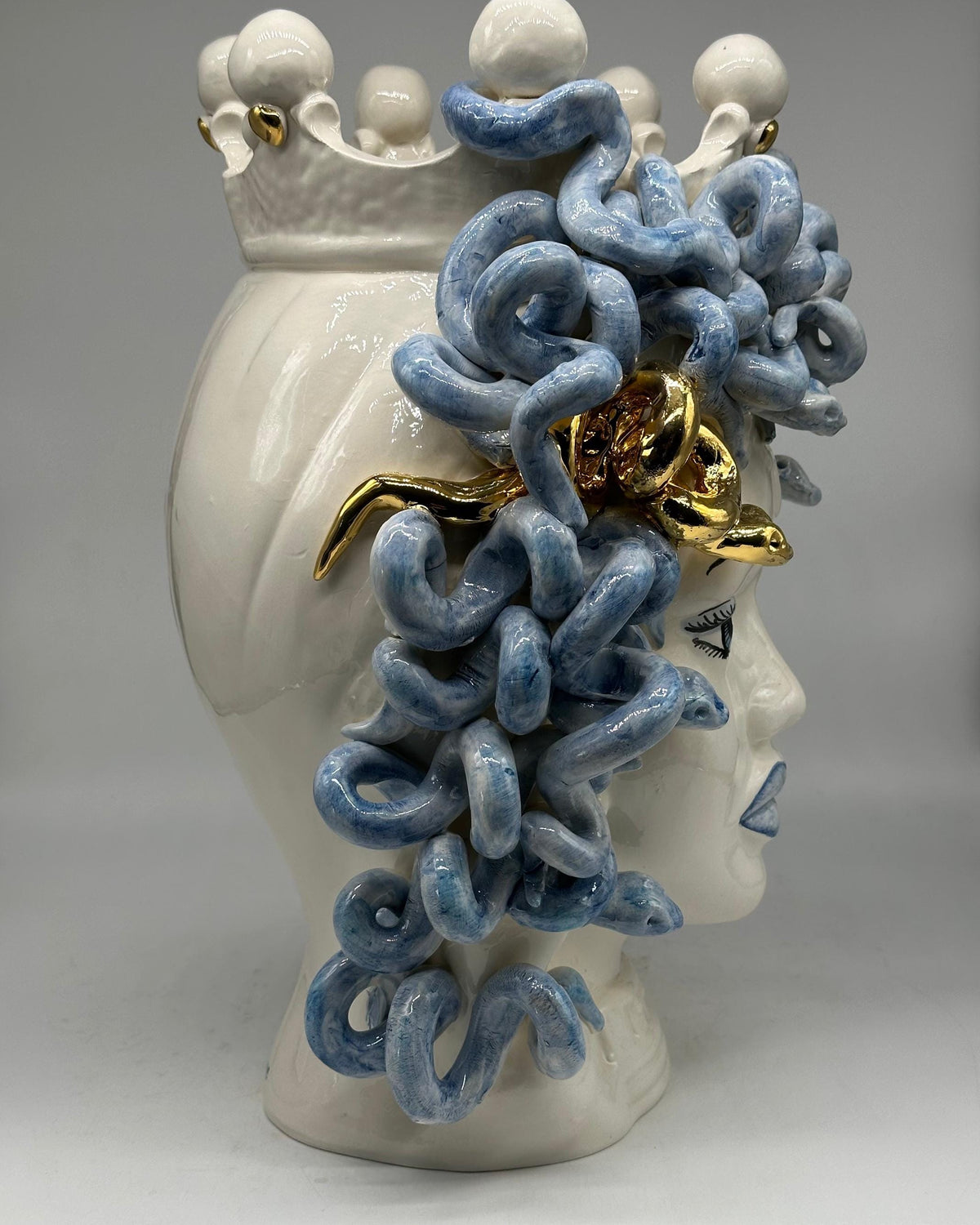 Testa Mitologica Medusa “Luxury” Ceramica Caltagirone cm H.40 L.30 Artigianale - TESTA DI MORO