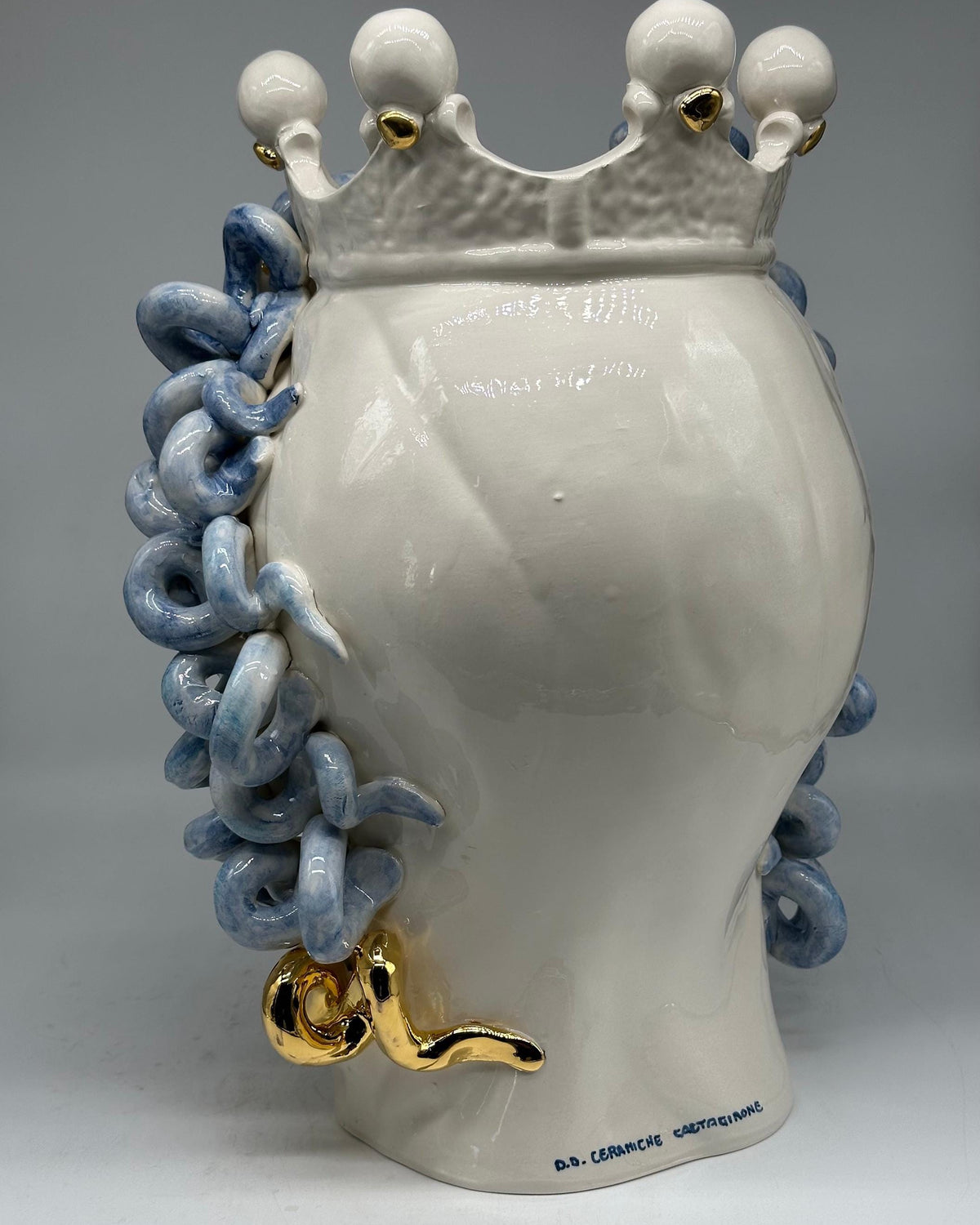 Testa Mitologica Medusa “Luxury” Ceramica Caltagirone cm H.40 L.30 Artigianale - TESTA DI MORO