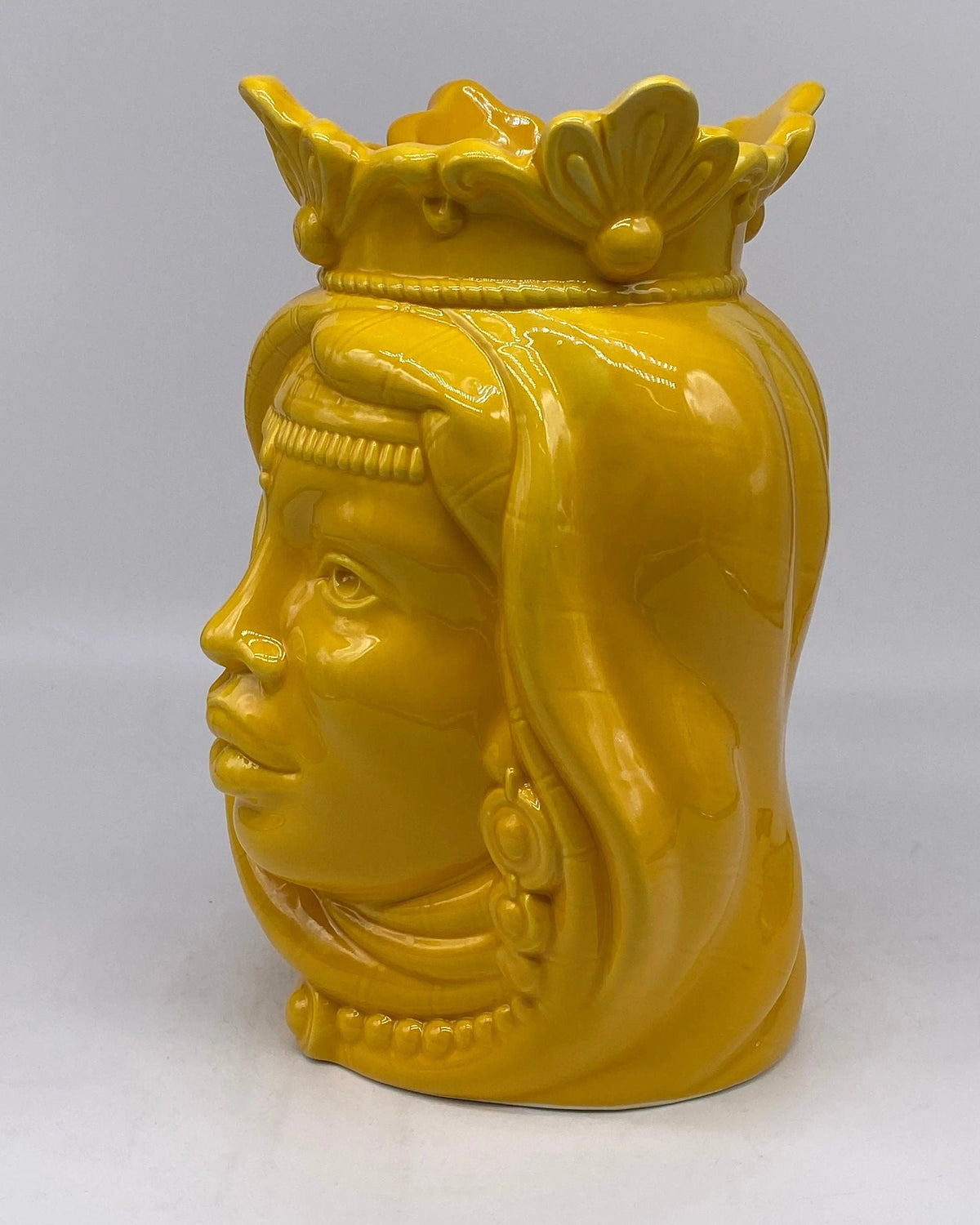 Teste di Moro Afro Ceramica Caltagirone cm H.25 L.17 Artigianale Giallo DD CERAMICHE SICILIANE