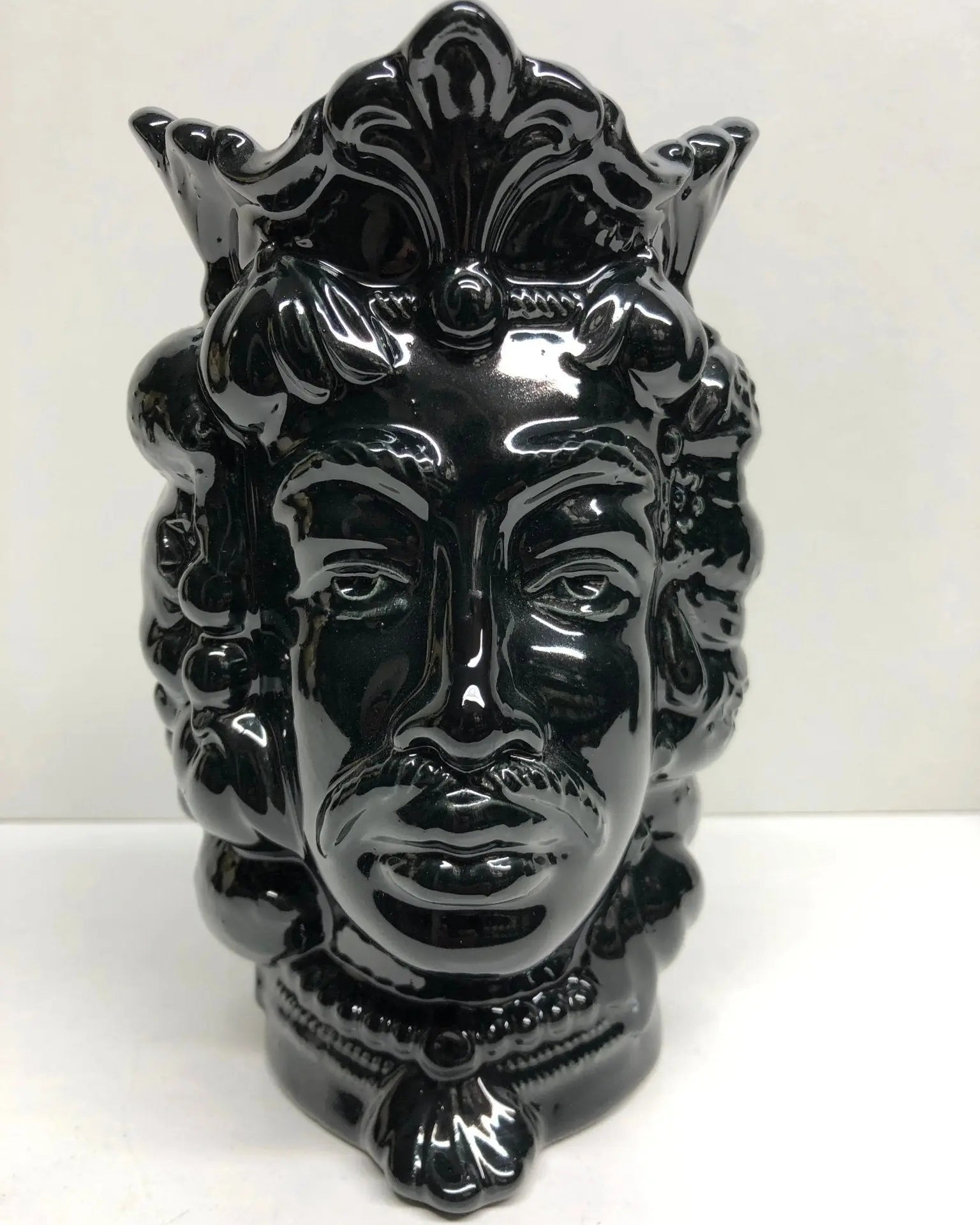 Teste di Moro Afro Frutta Ceramica Caltagirone cm H.18 L.12 Artigianale Nero - DD CERAMICHE SICILIANE