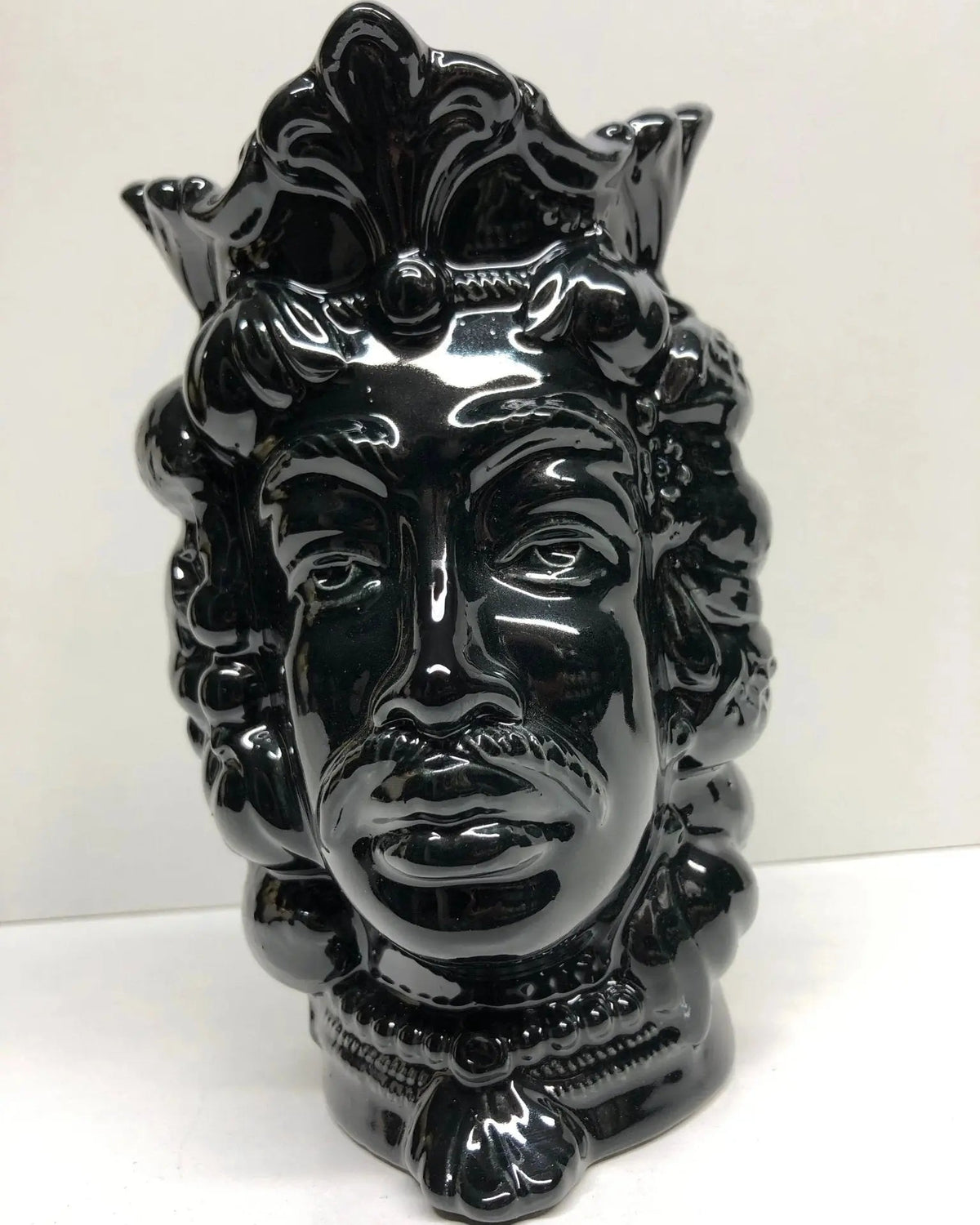 Teste di Moro Afro Frutta Ceramica Caltagirone cm H.18 L.12 Artigianale Nero - DD CERAMICHE SICILIANE