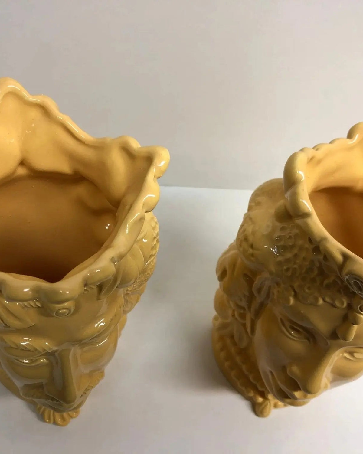 Teste di Moro Afro Frutta Ceramica Caltagirone cm H.18 L.12 Artigianale Giallo - DD CERAMICHE SICILIANE