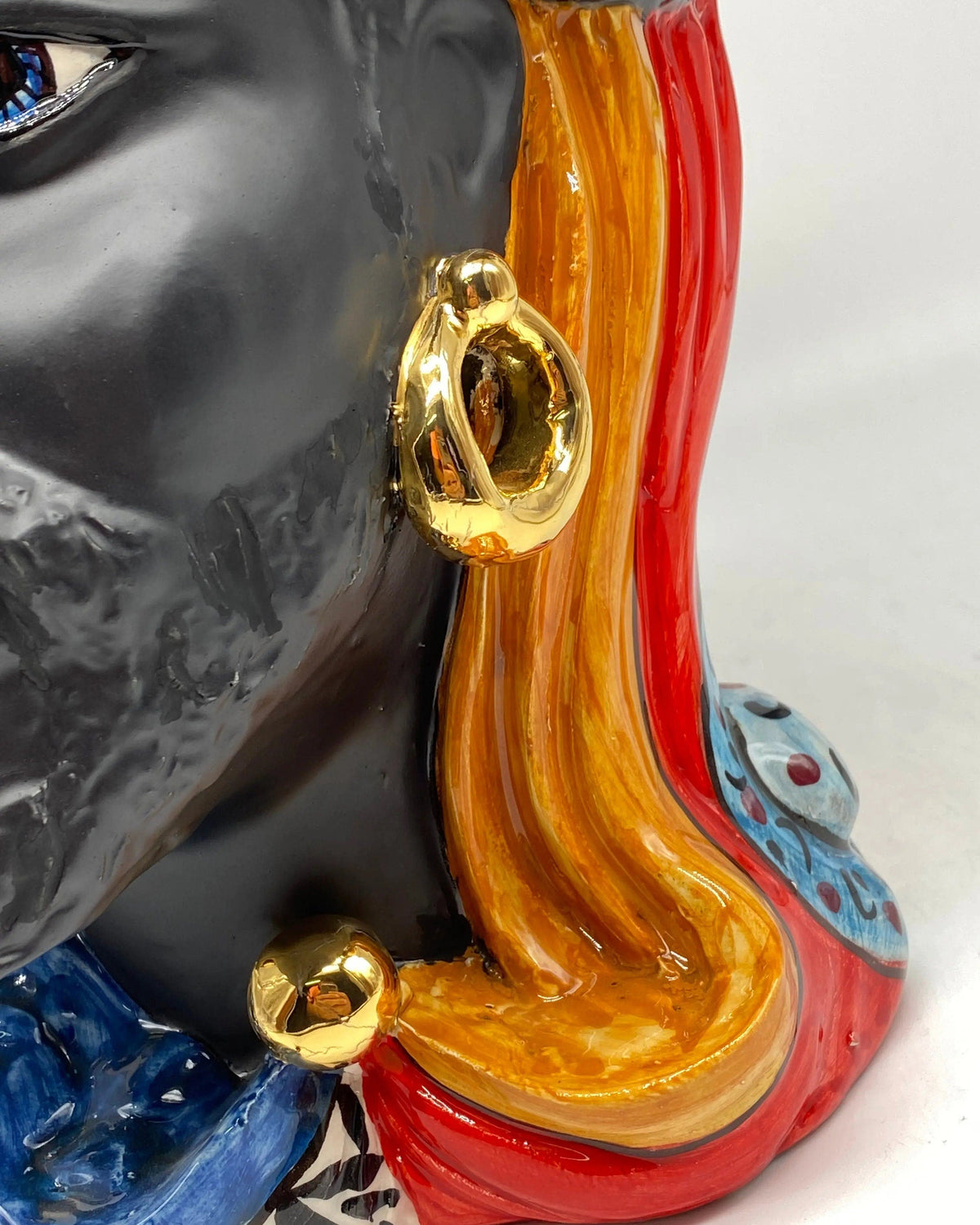 Teste di Moro Anubi Ceramica Caltagirone cm H.29 L.20 Artigianale “Carretto” DD CERAMICHE SICILIANE