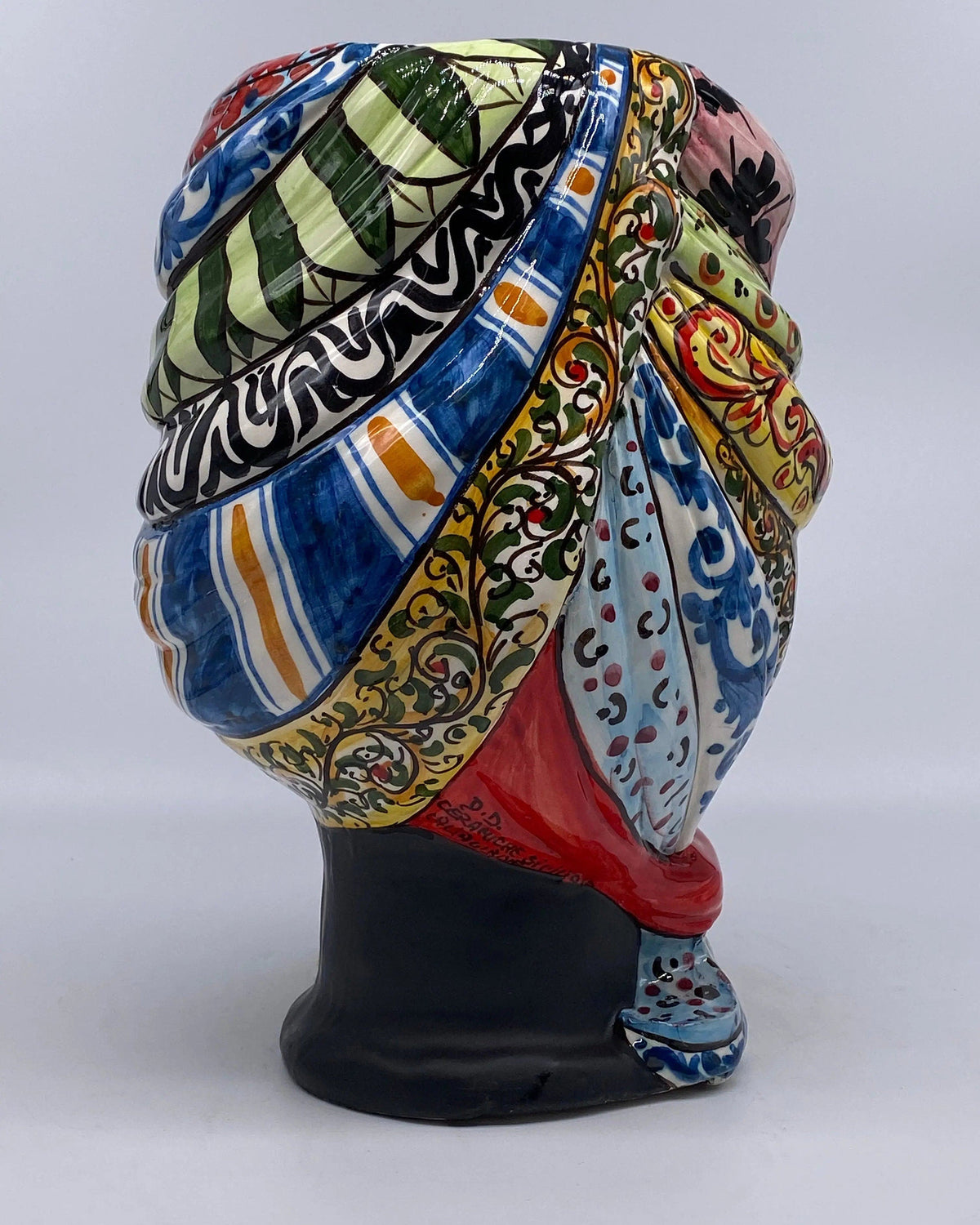 Teste di Moro Anubi Ceramica Caltagirone cm H.29 L.20 Artigianale “Carretto” DD CERAMICHE SICILIANE