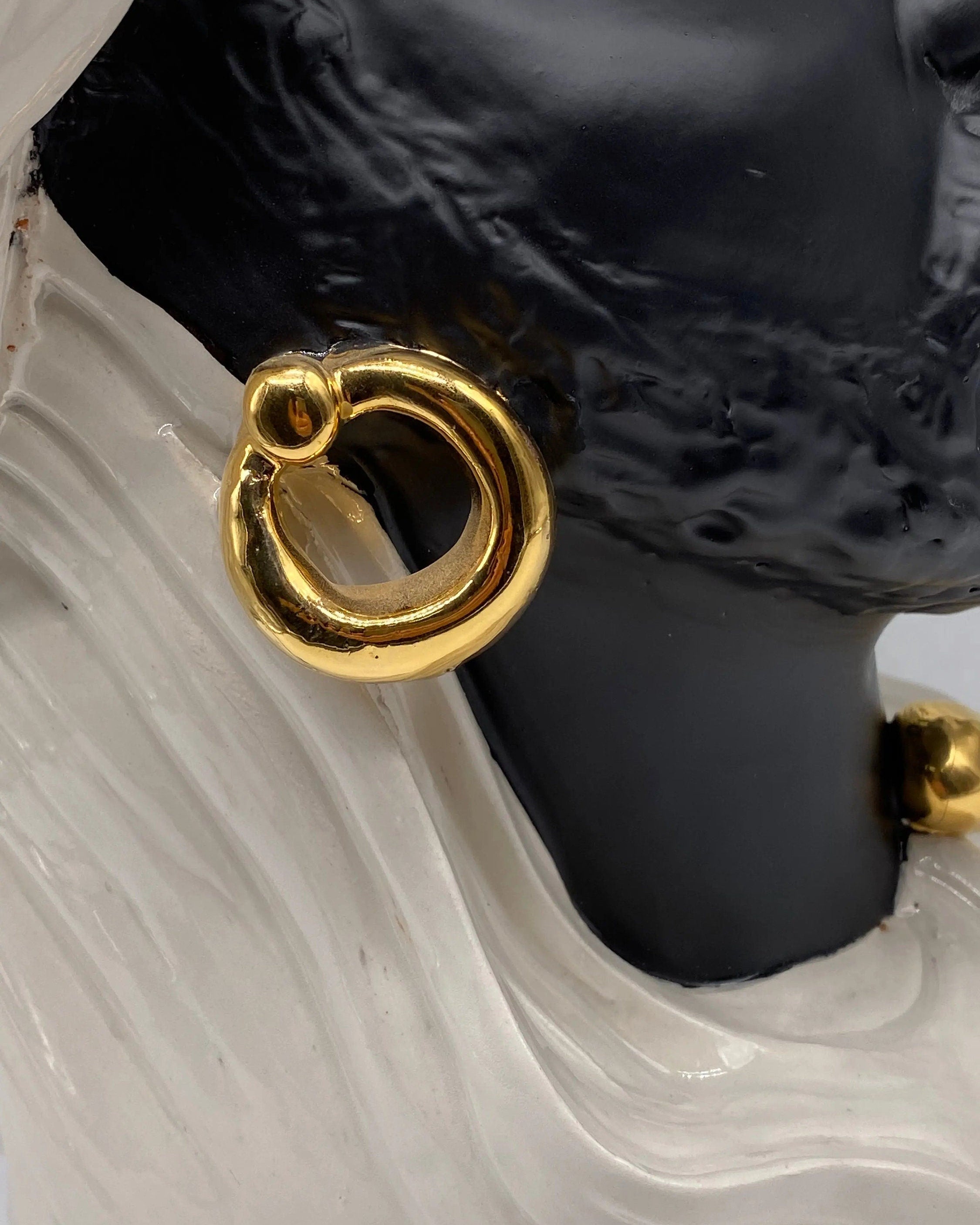 Teste di Moro Anubi Ceramica Caltagirone cm H.40 L.25 Artigianale Bianco Nero Oro DD CERAMICHE SICILIANE