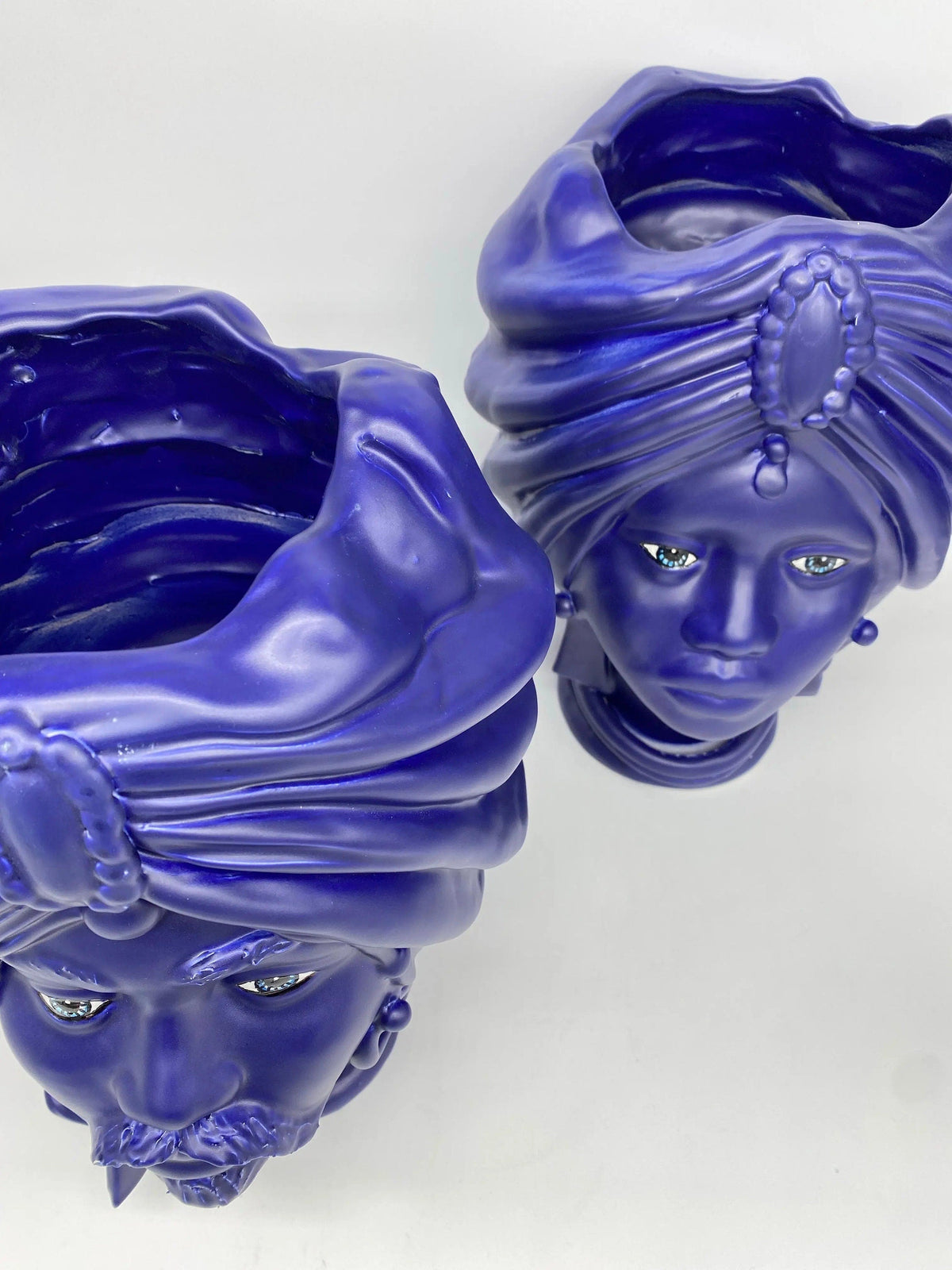 Teste di Moro Atena Ceramica Caltagirone cm H.30 L.23 Artigianale Blu Matt DD CERAMICHE SICILIANE