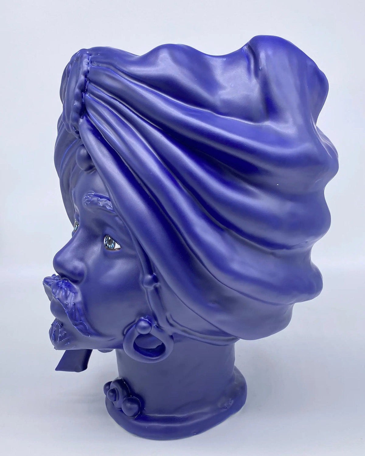 Teste di Moro Atena Ceramica Caltagirone cm H.30 L.23 Artigianale Blu Matt DD CERAMICHE SICILIANE