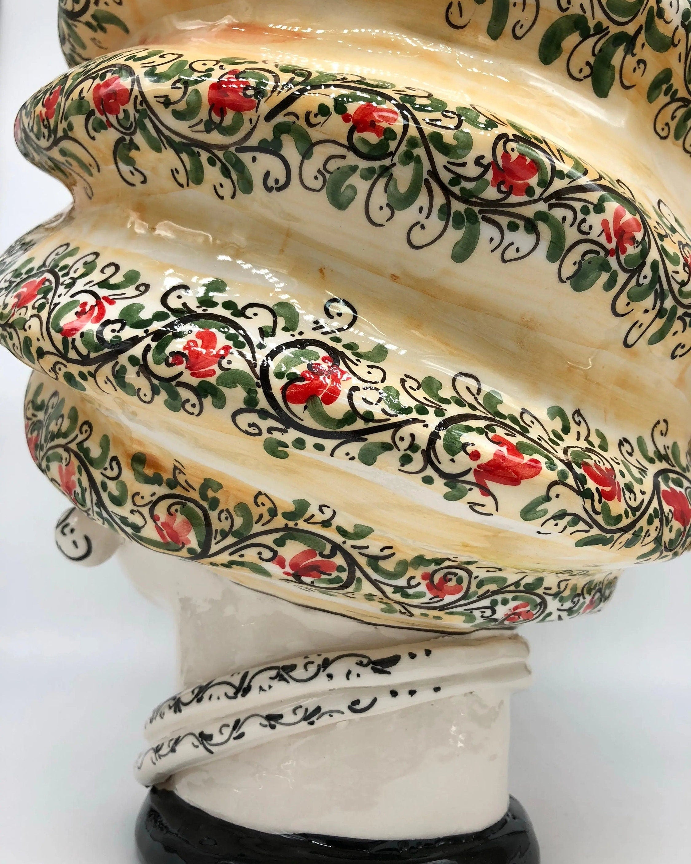 Teste di Moro Atena Ceramica Caltagirone cm H.40 L.28 Artigianale Decoro Floreale DD CERAMICHE SICILIANE