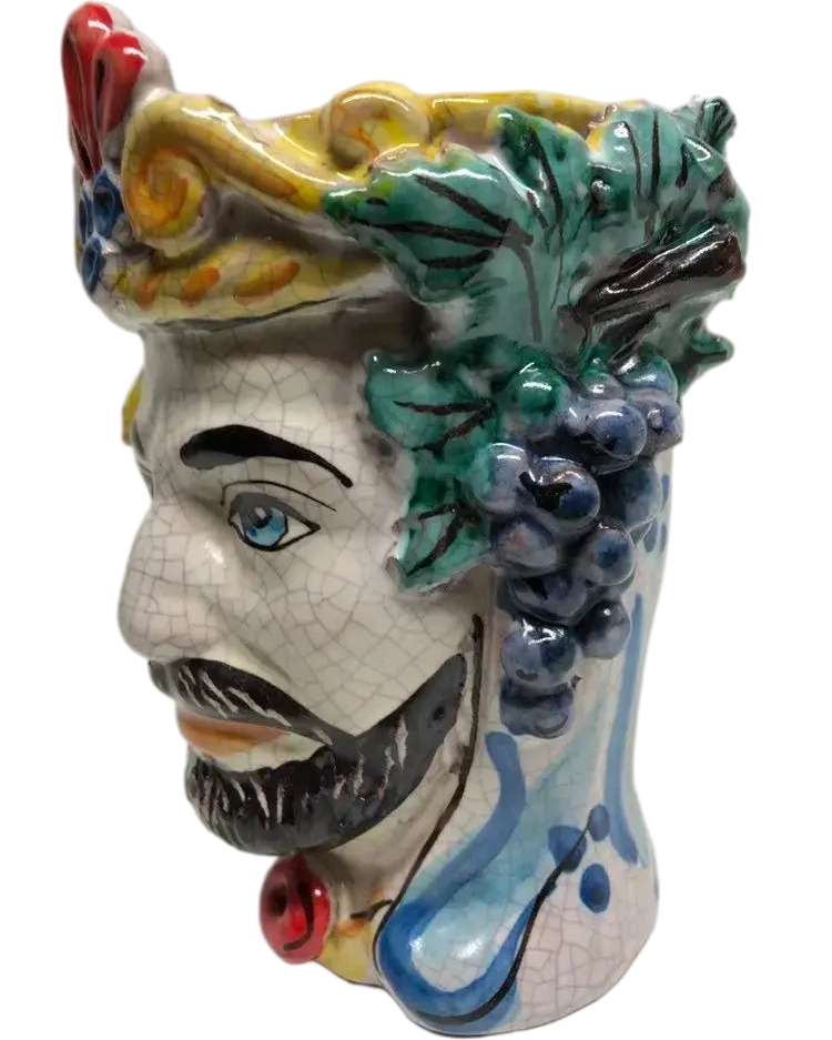 Teste di Moro Classica Ceramica Caltagirone cm H.15 L.12 Artigianale Craquelé - DD CERAMICHE SICILIANE