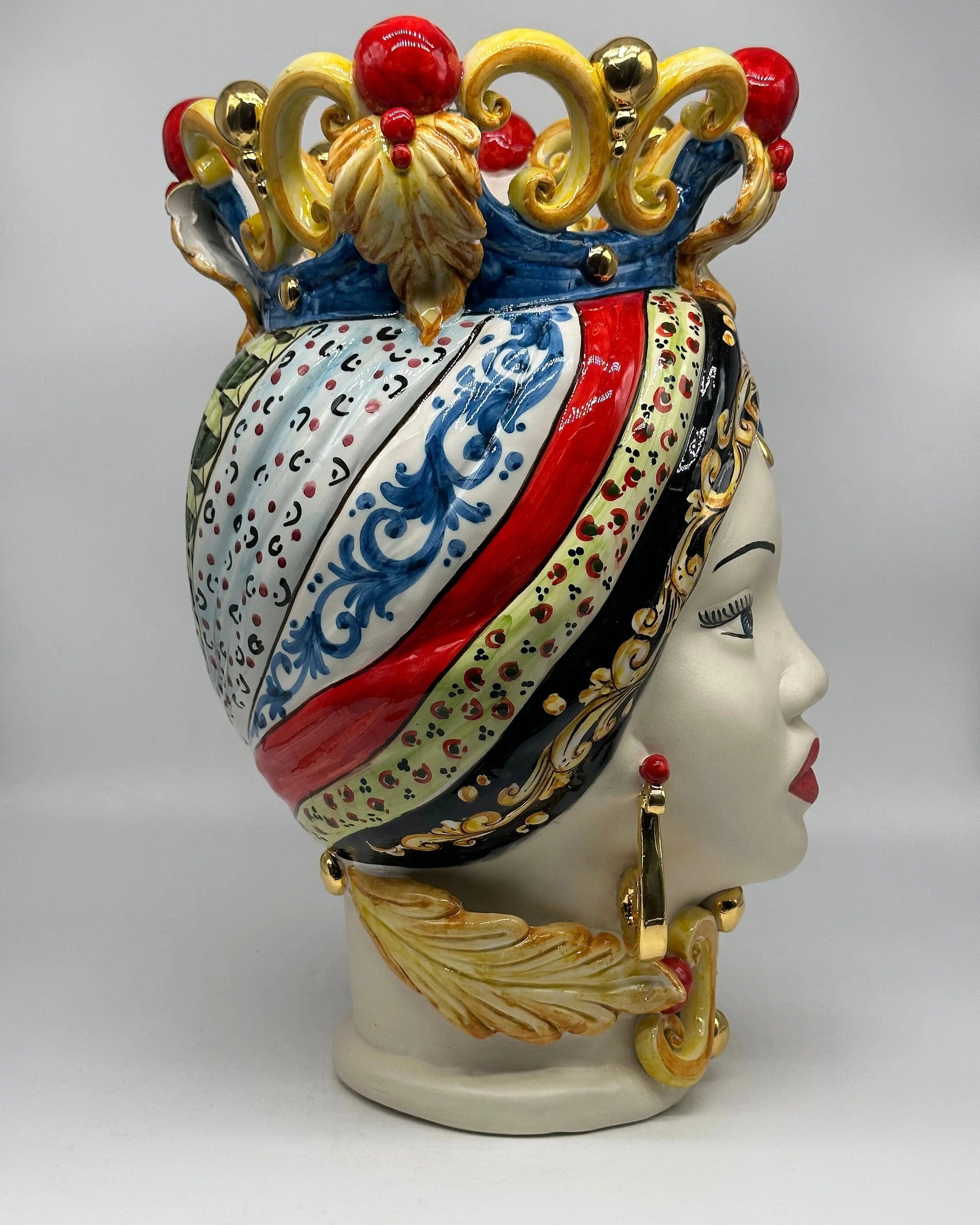 Teste di Moro Diana “Carretto” Ceramica Caltagirone cm H.40 L.25 Artigianale DD CERAMICHE SICILIANE