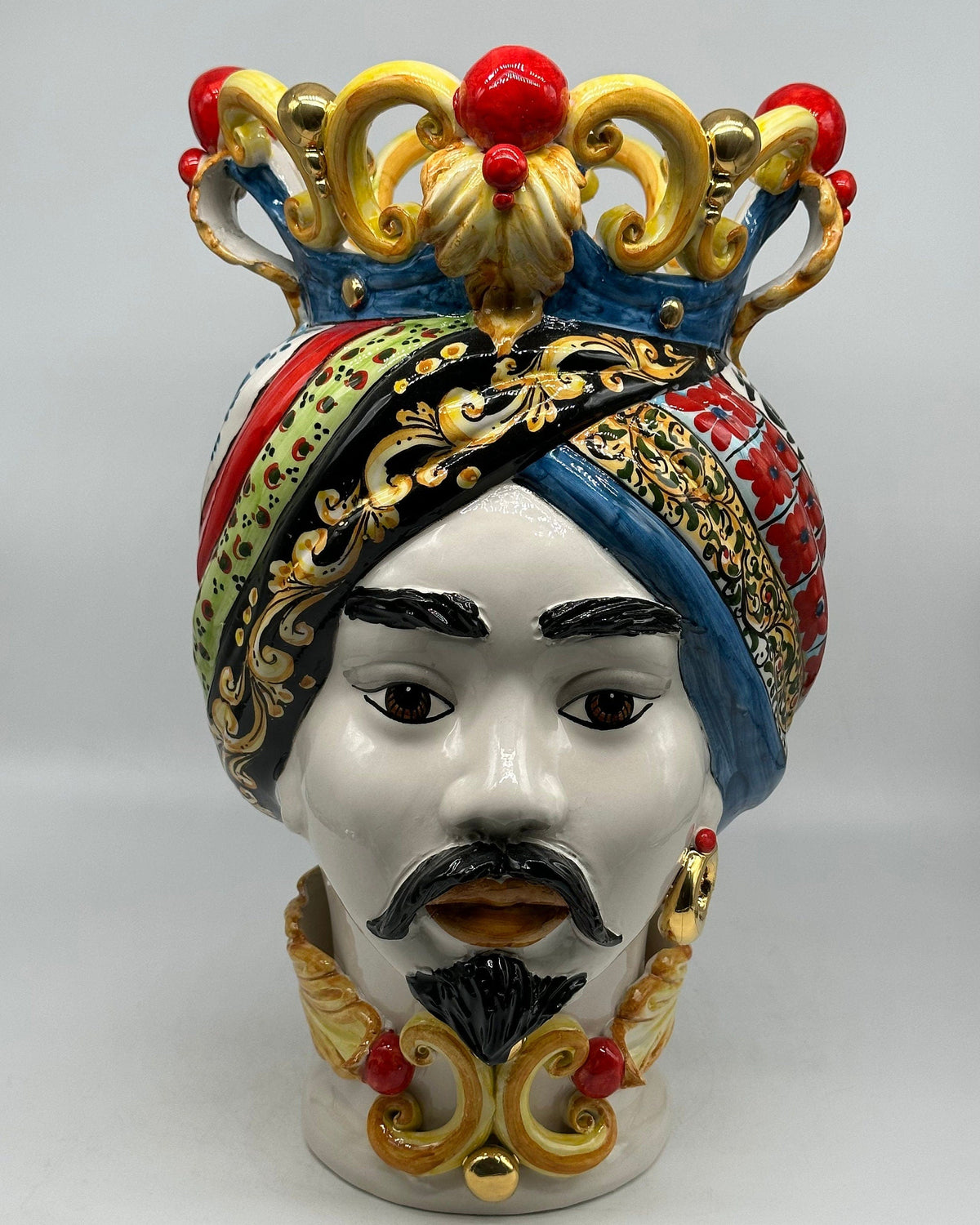 Teste di Moro Diana "Carretto" Ceramica Caltagirone cm H.40 L.25 Artigianale