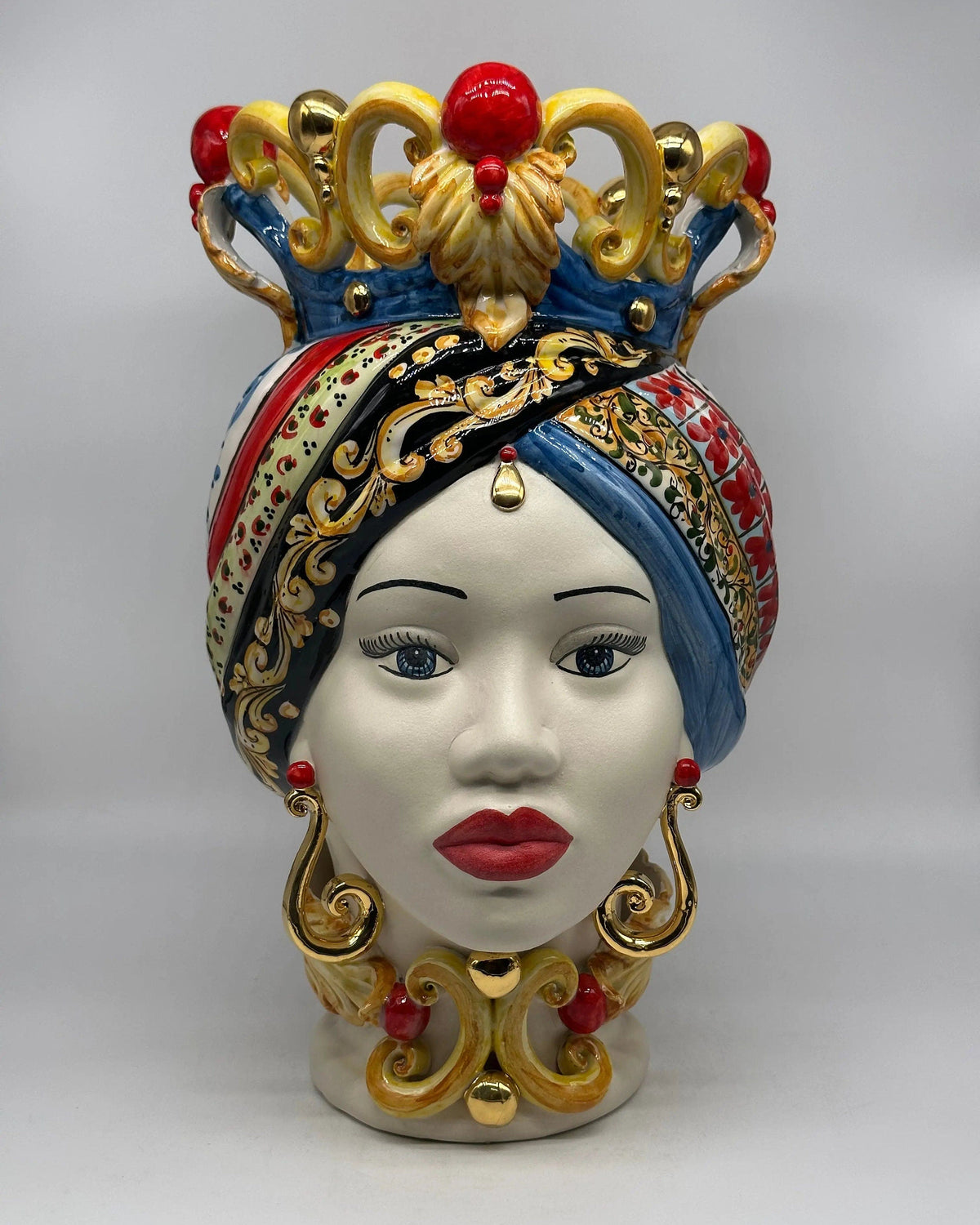 Teste di Moro Diana “Carretto” Ceramica Caltagirone cm H.40 L.25 Artigianale DD CERAMICHE SICILIANE